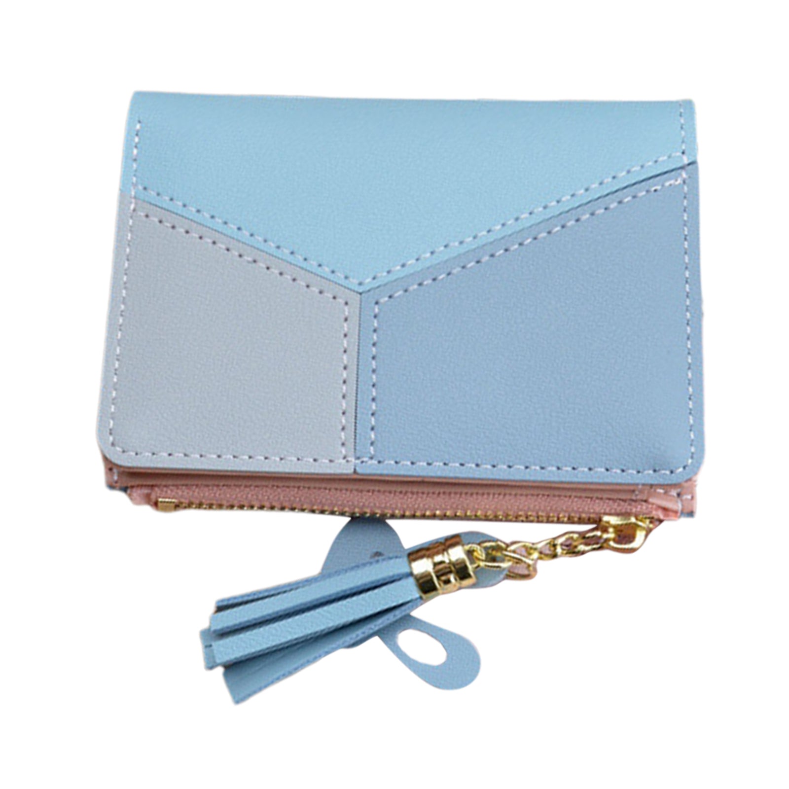 Women Wallet Wristlet Clutch Card Holder Organizer Phone Purse Short Blue