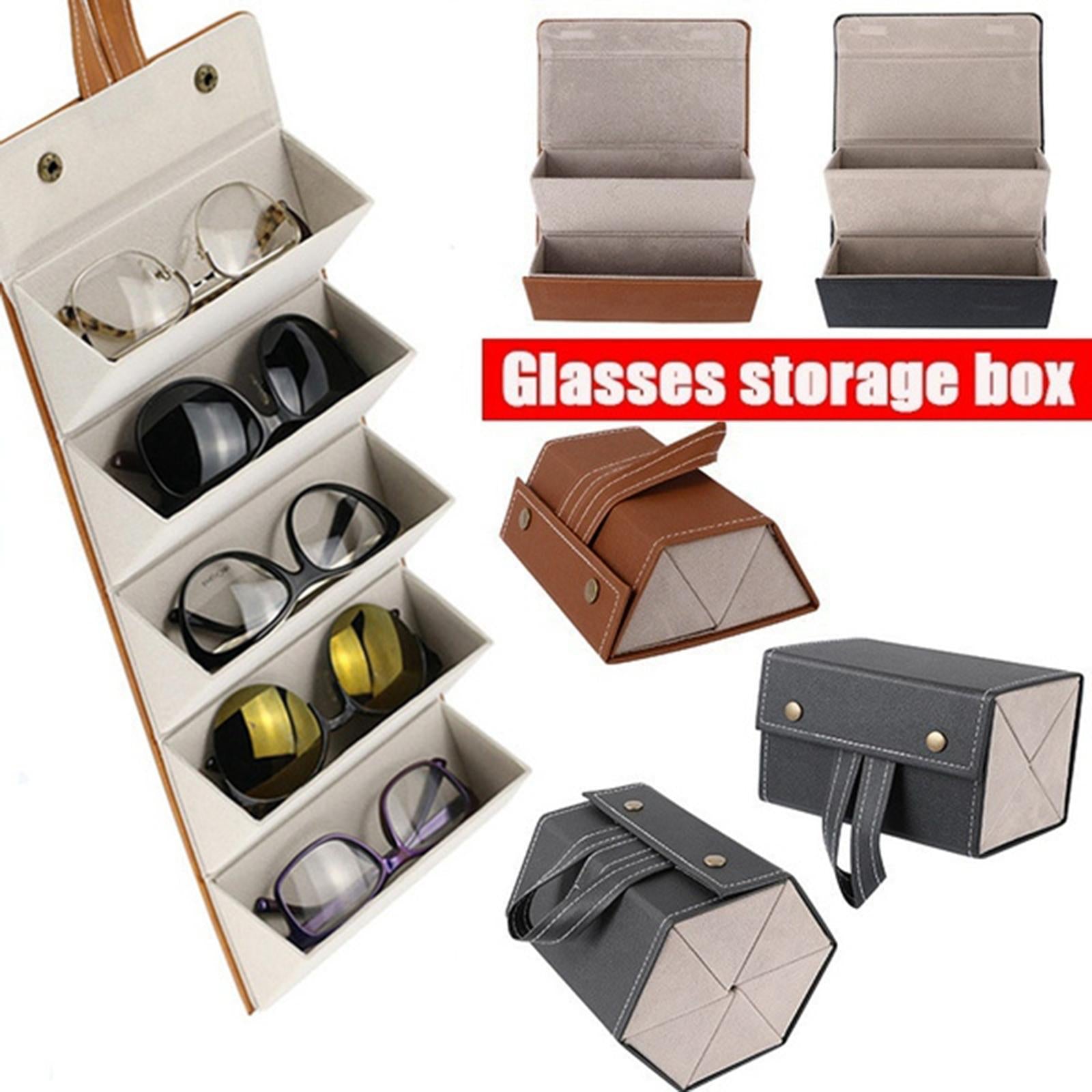 Portable Multi-slot Sunglasses Organizer Eyeglasses Storage 5 Grid Black
