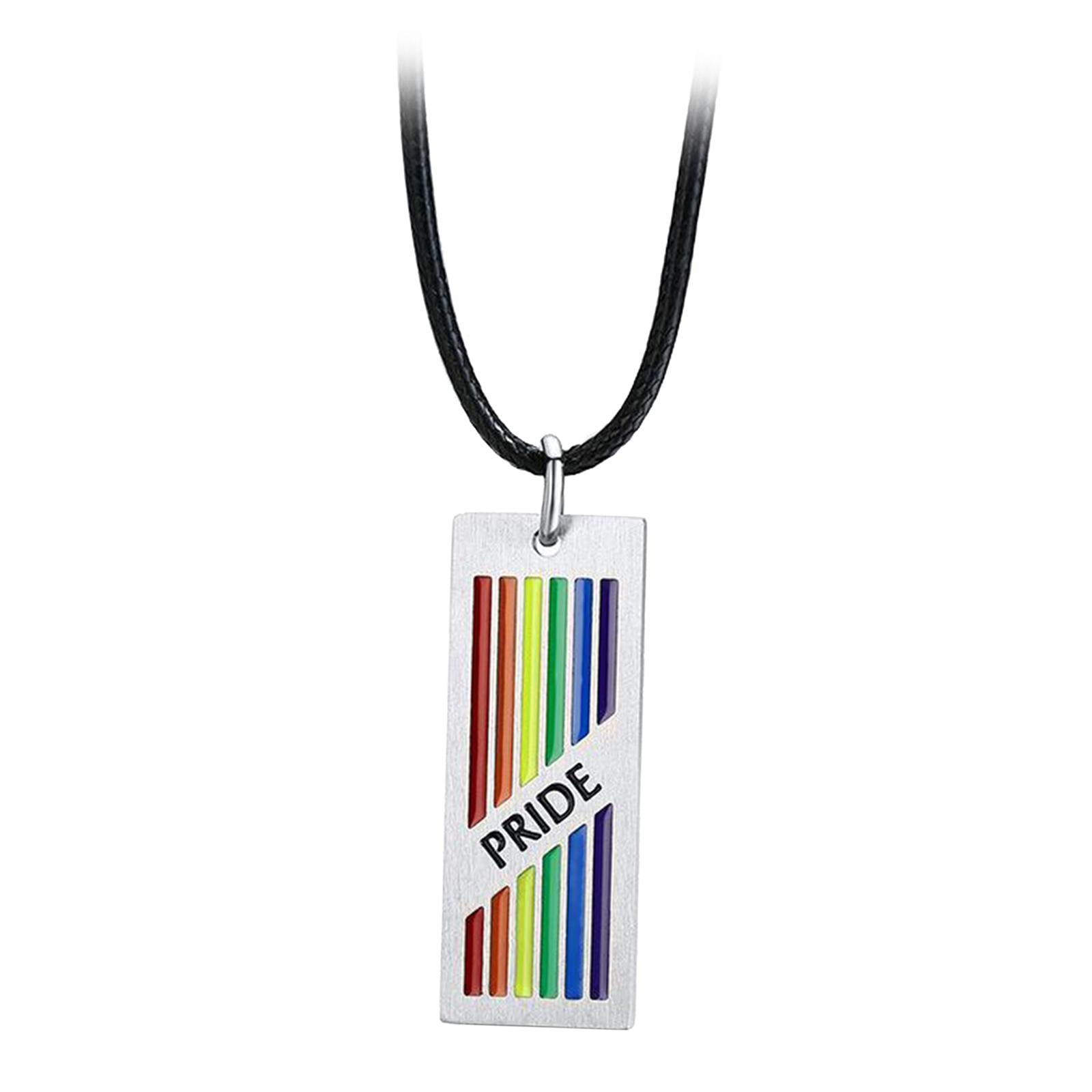 Lesbian Gay Pride Necklace LGBT Jewelry with Rainbow Color Pendant Charms