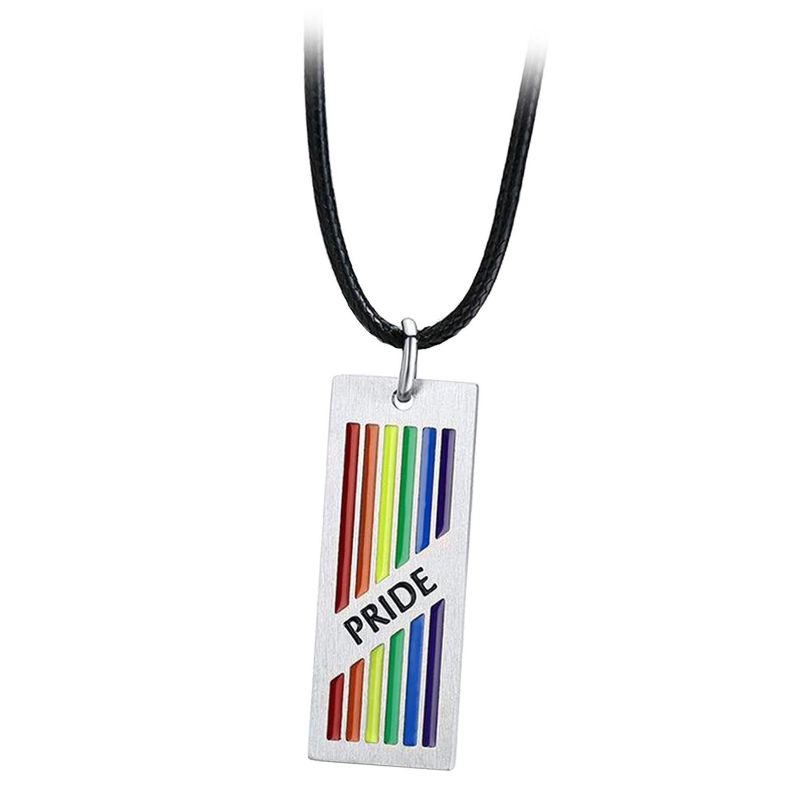 Lesbian Gay Pride Necklace LGBT Jewelry with Rainbow Color Pendant Charms