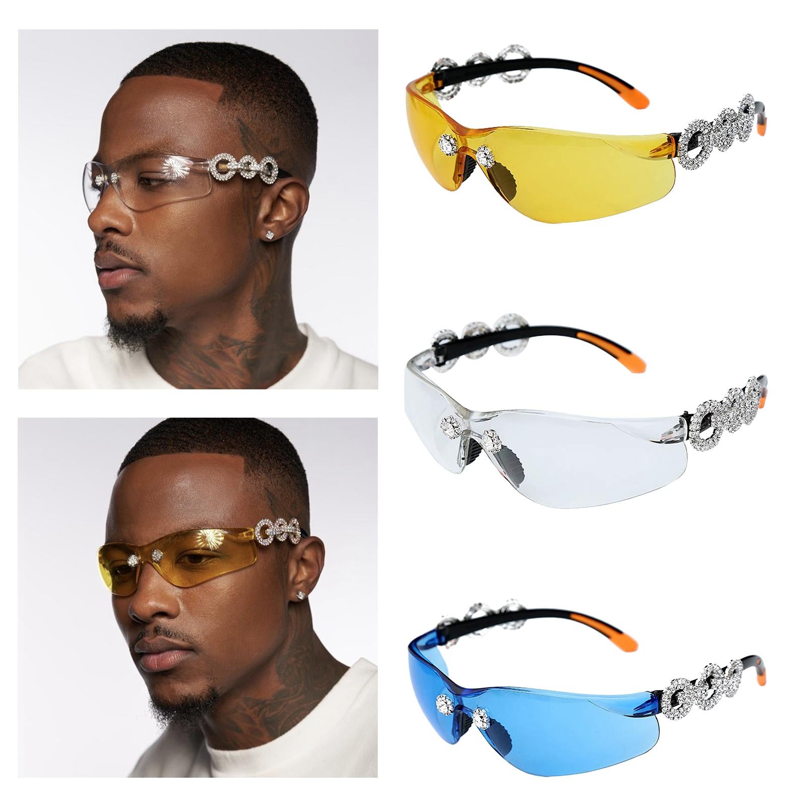 Frameless Crystal Sunglasses PC Sun Glasses Sport Party Supplies Blue Lens