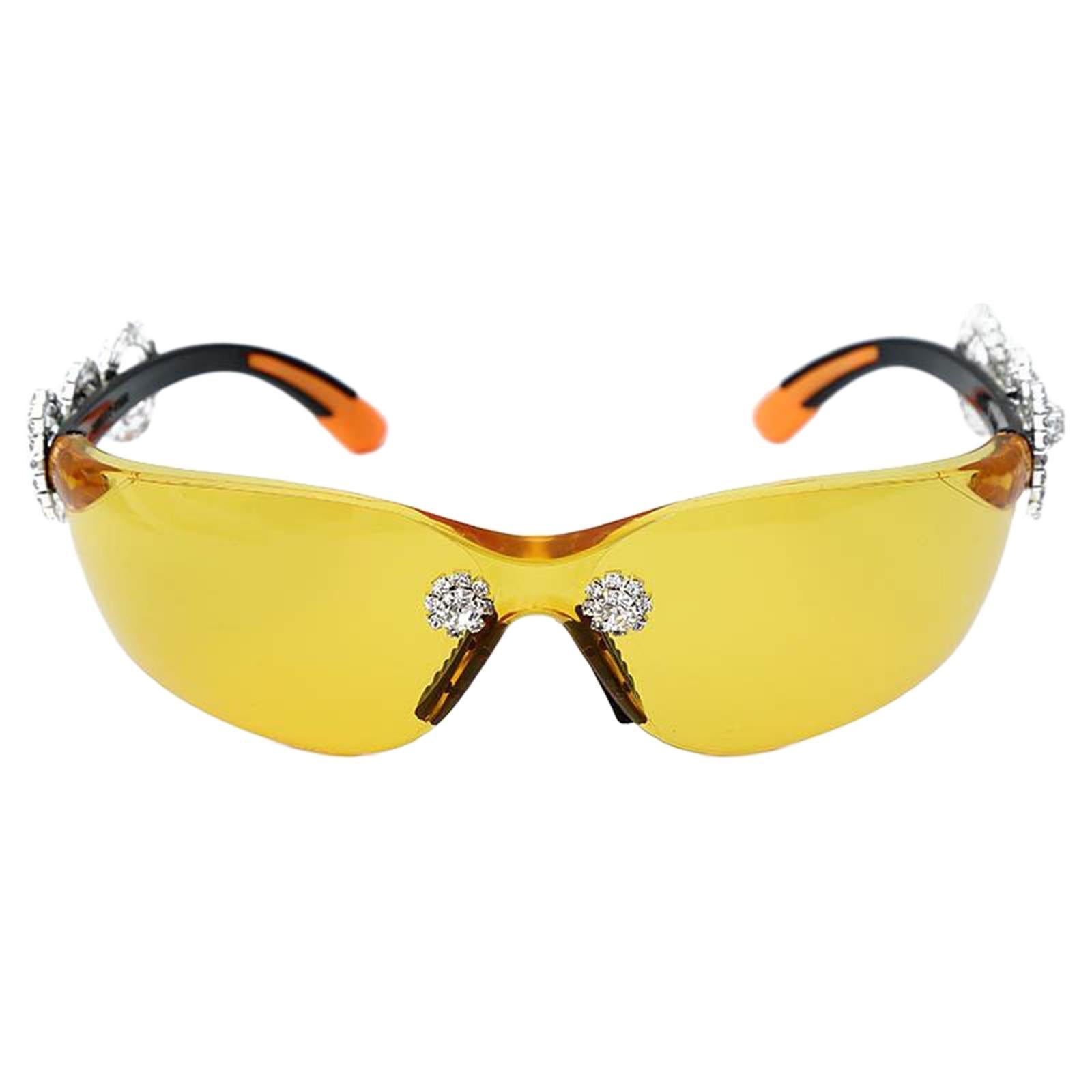 Frameless Crystal Sunglasses PC Sun Glasses Sport Party Supplies Yellow Lens