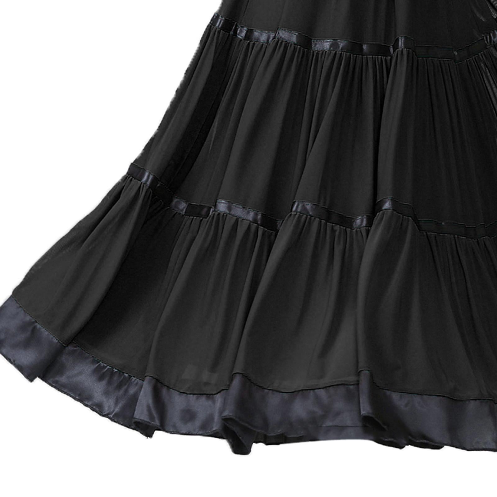 Flamenco Ballroom Skirt Waltz Swing Dress Modern Dance Costume Black