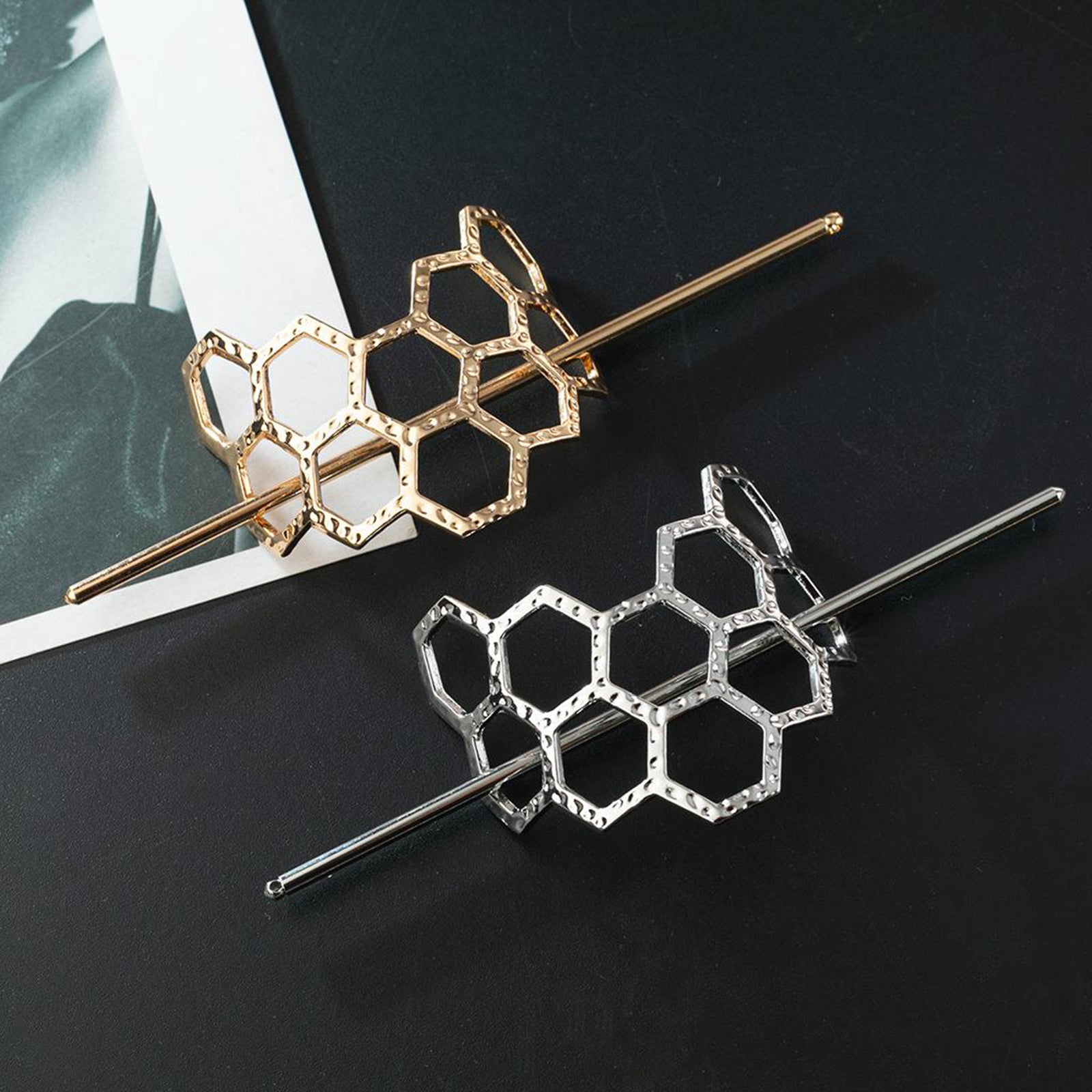 Hair Stick Boho Metal Alloy Geometric Shaped Bun Holder Bun Cage Gold
