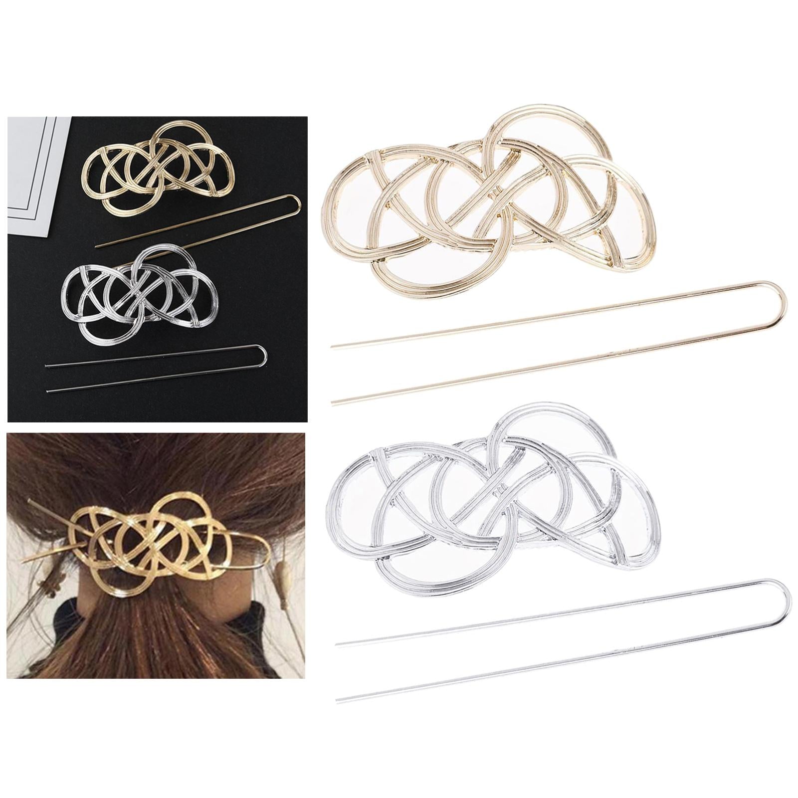 Women Hair Clips Slide Stick Celtic Knot Hairpin Jewelry Accesory Gold