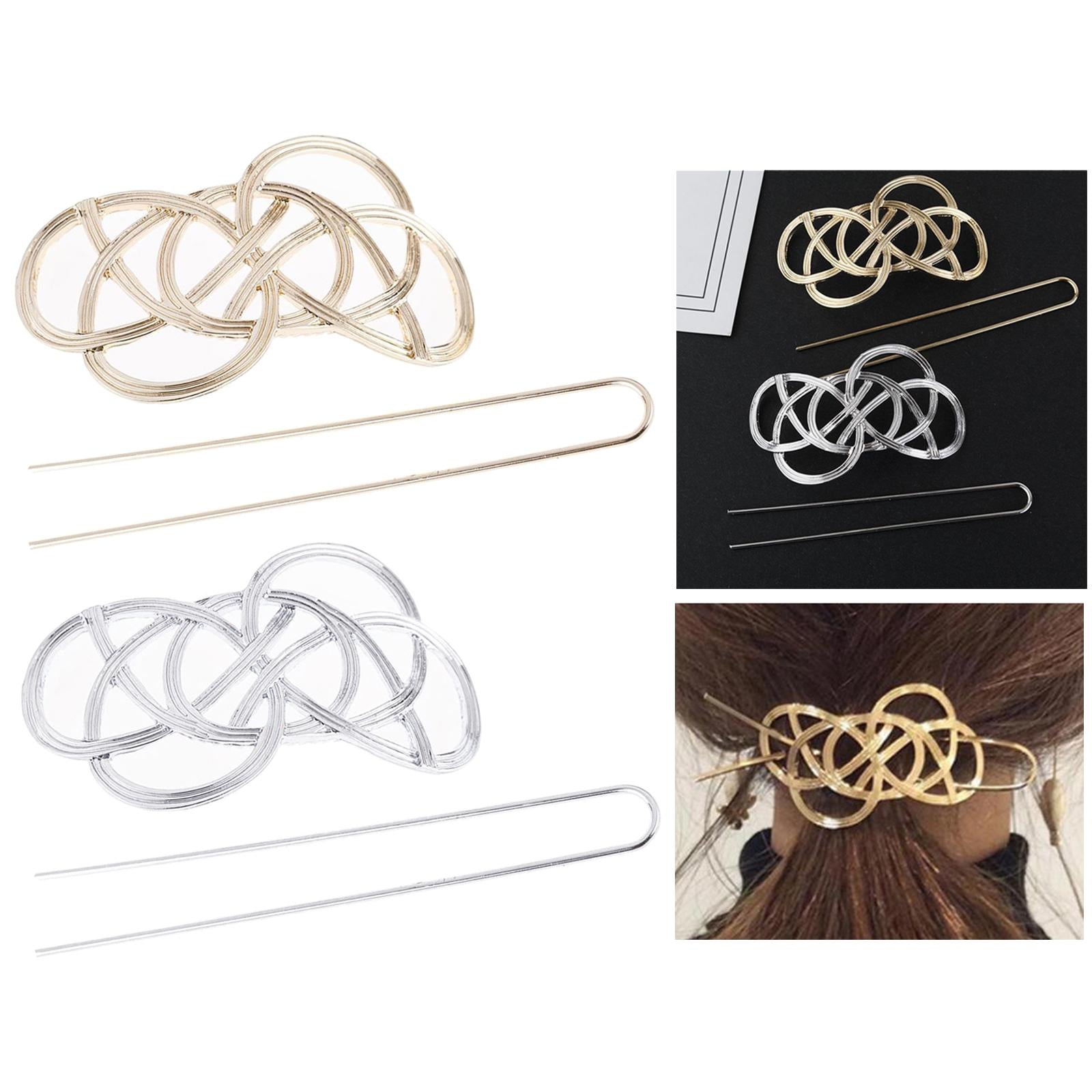 Women Hair Clips Slide Stick Celtic Knot Hairpin Jewelry Accesory Gold