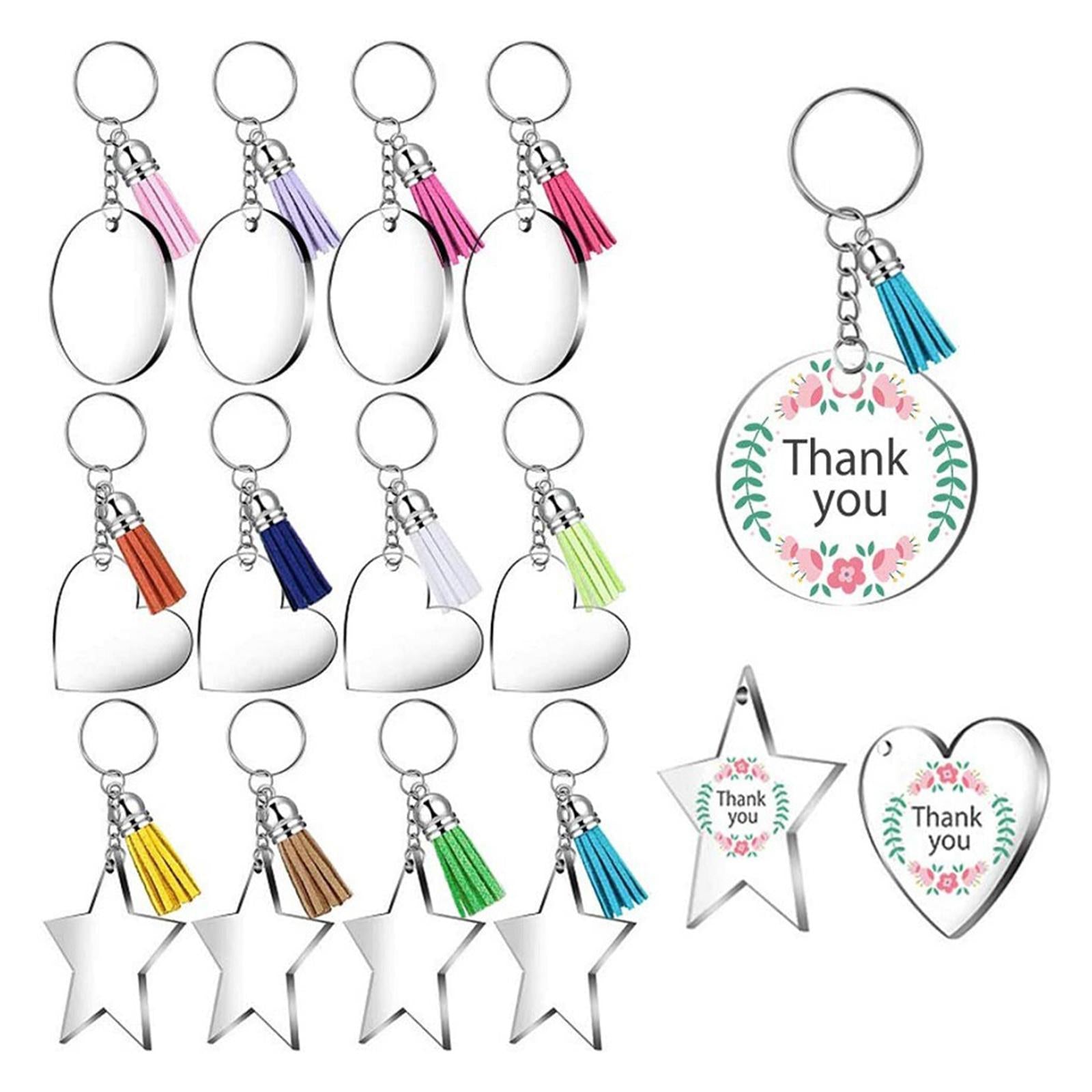96x DIY Keychain Kit Key Chain with Tassels Pendants DIY Crafts Projects