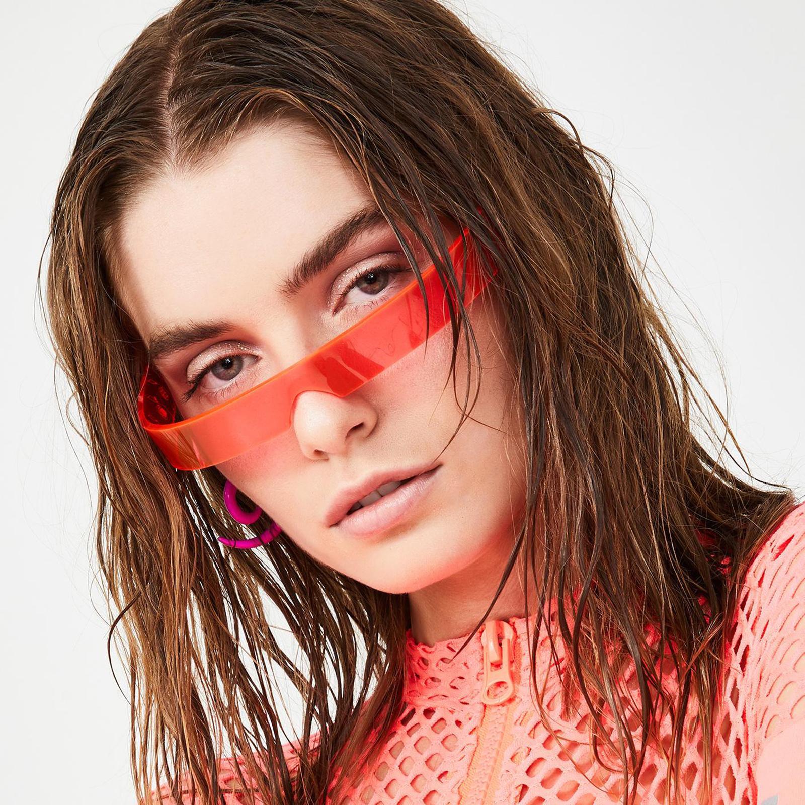 Unisex V-shape Sunglasses Rimless Sun Glasses Fashion Luxury Retro Eyewear Orange