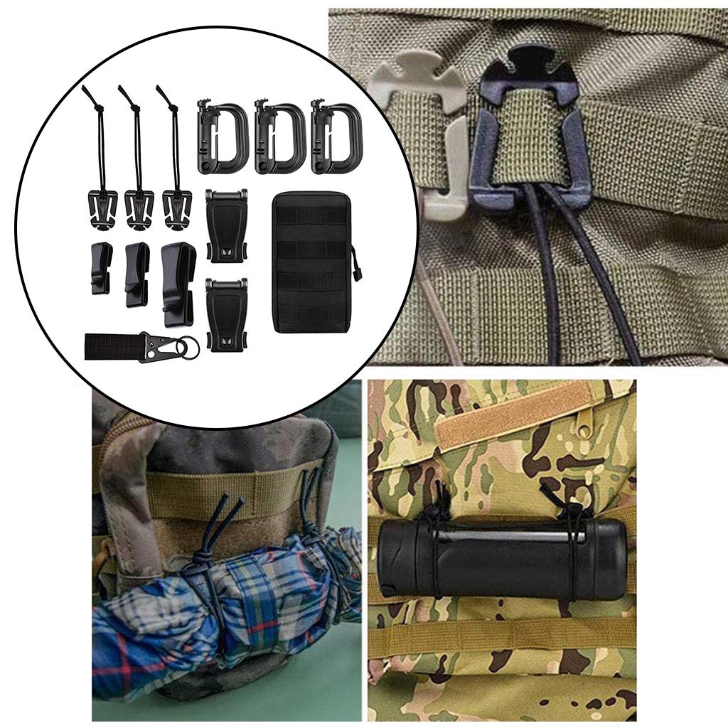 13Pcs Molle Attachments for Tactical Belt Webbing Key Ring D-Ring Clip Lock