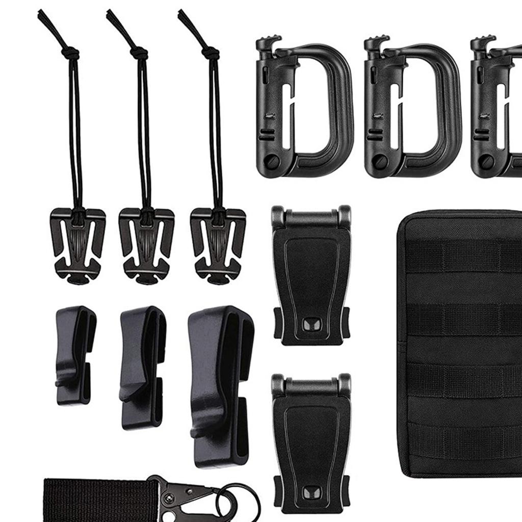 13Pcs Molle Attachments for Tactical Belt Webbing Key Ring D-Ring Clip Lock
