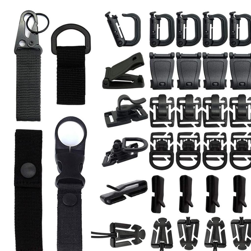 34Pieces Molle Attachments for Tactical Vest Webbing Key Ring D-Ring Clip