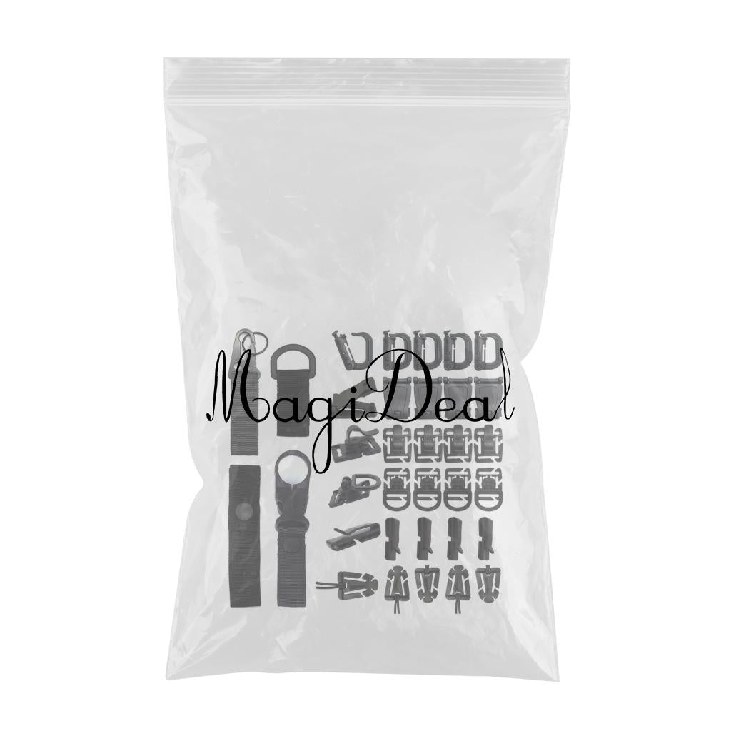 34Pieces Molle Attachments for Tactical Vest Webbing Key Ring D-Ring Clip
