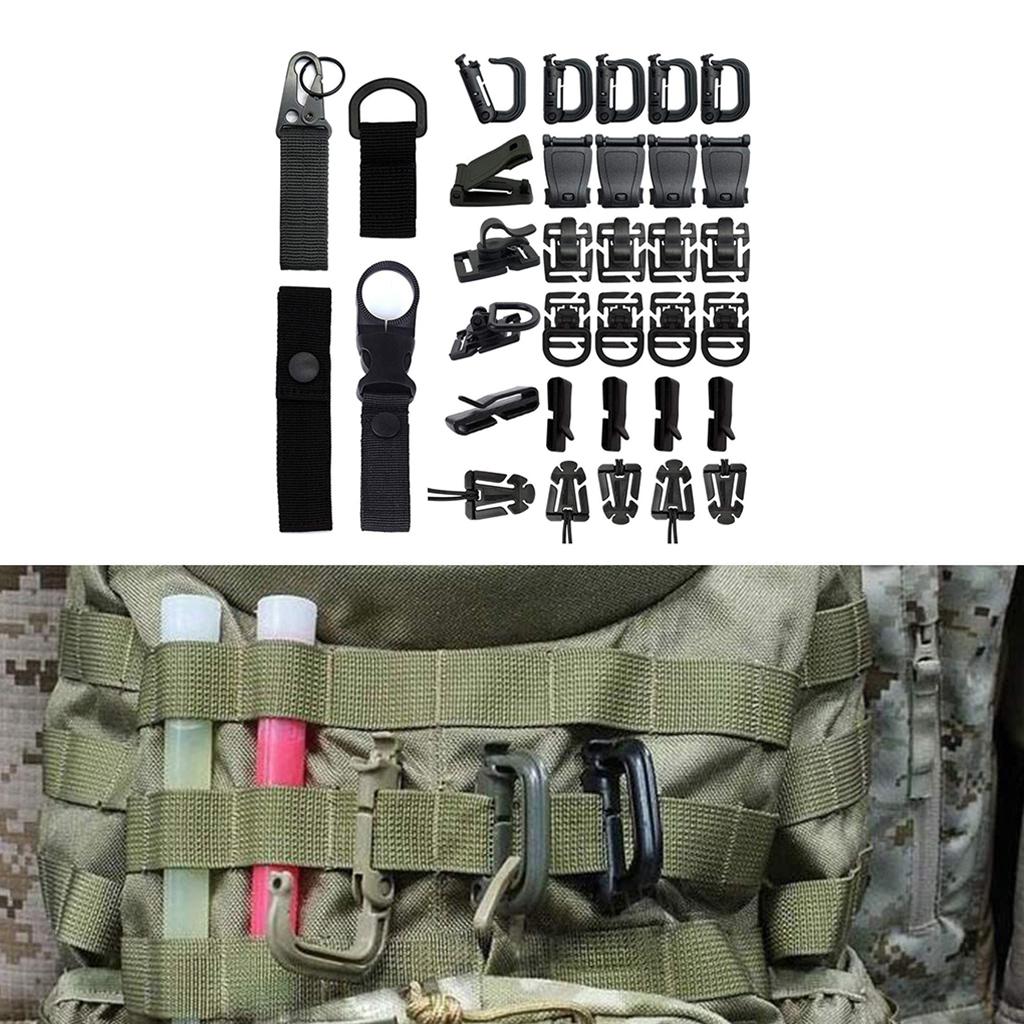 34Pieces Molle Attachments for Tactical Vest Webbing Key Ring D-Ring Clip