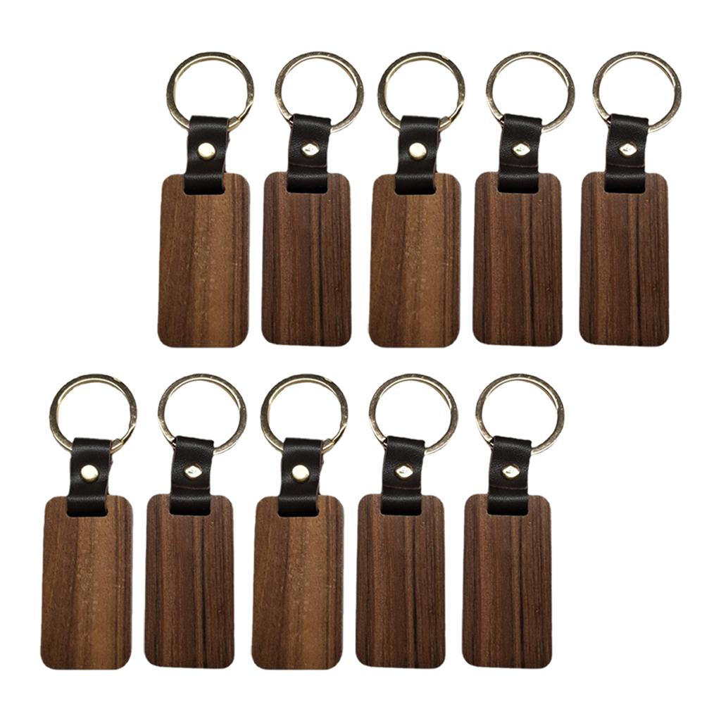 10pcs Key Chain Rectangle Key Ring Car Hanging Pendant Painting Crafts Gifts