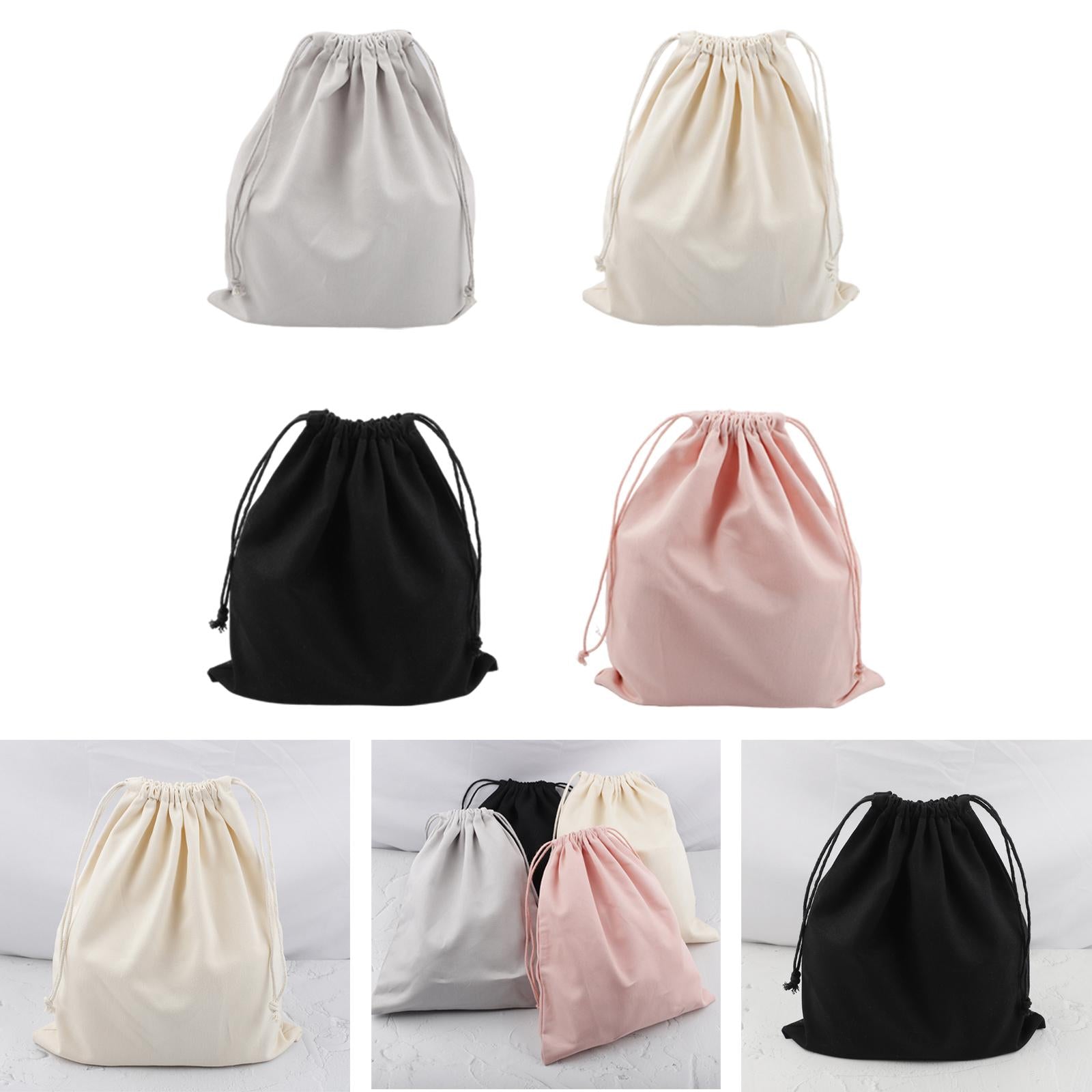 Canvas Drawstring Storage Bag Shoes Laundry Organizer Pouch Portable Pink
