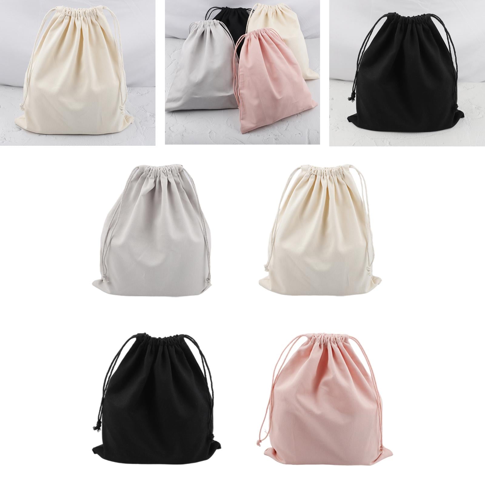 Canvas Drawstring Storage Bag Shoes Laundry Organizer Pouch Portable Pink