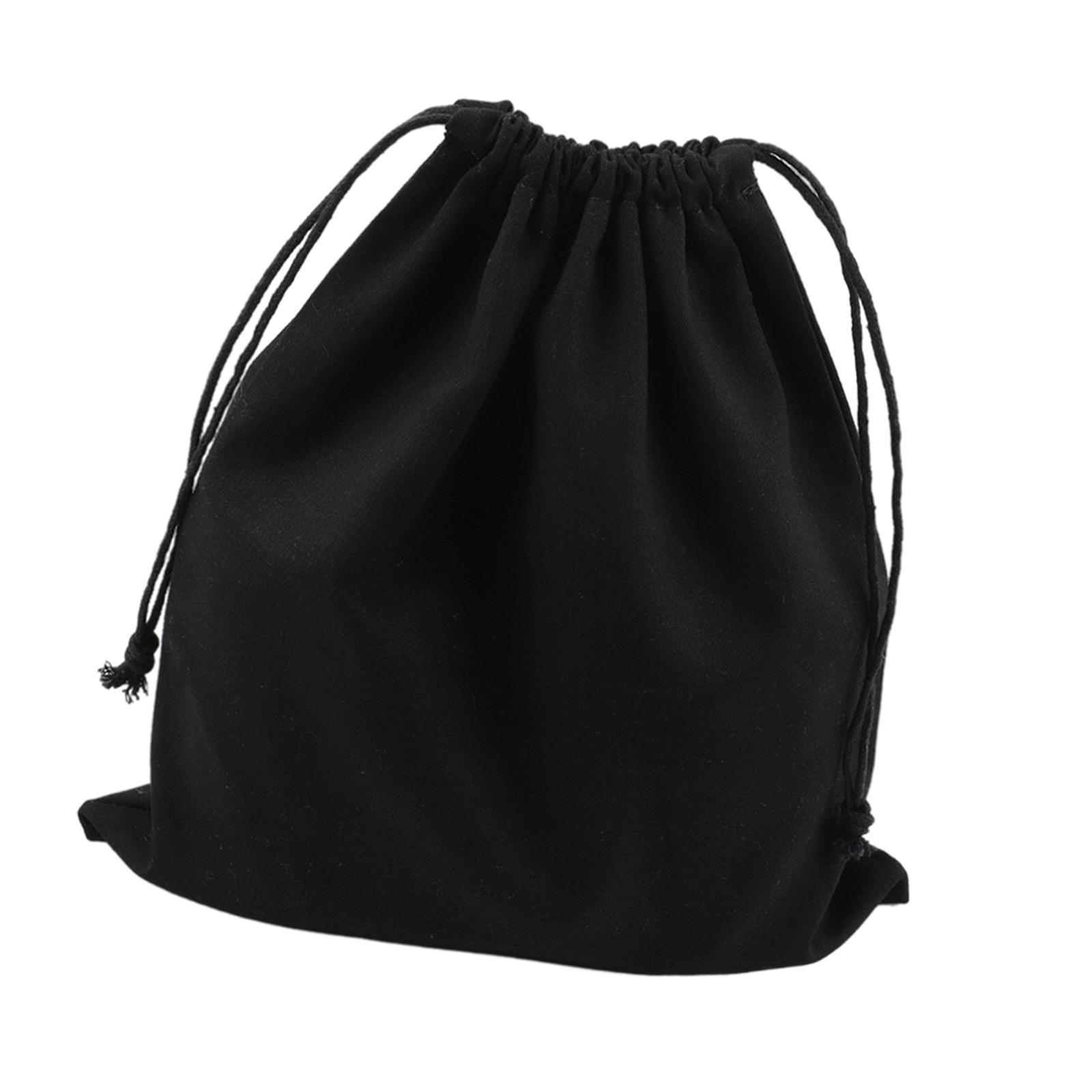 Canvas Drawstring Storage Bag Shoes Laundry Organizer Pouch Portable Black