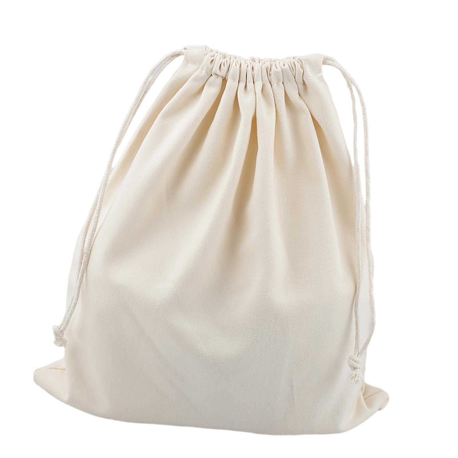 Canvas Drawstring Storage Bag Shoes Laundry Organizer Pouch Portable Beige