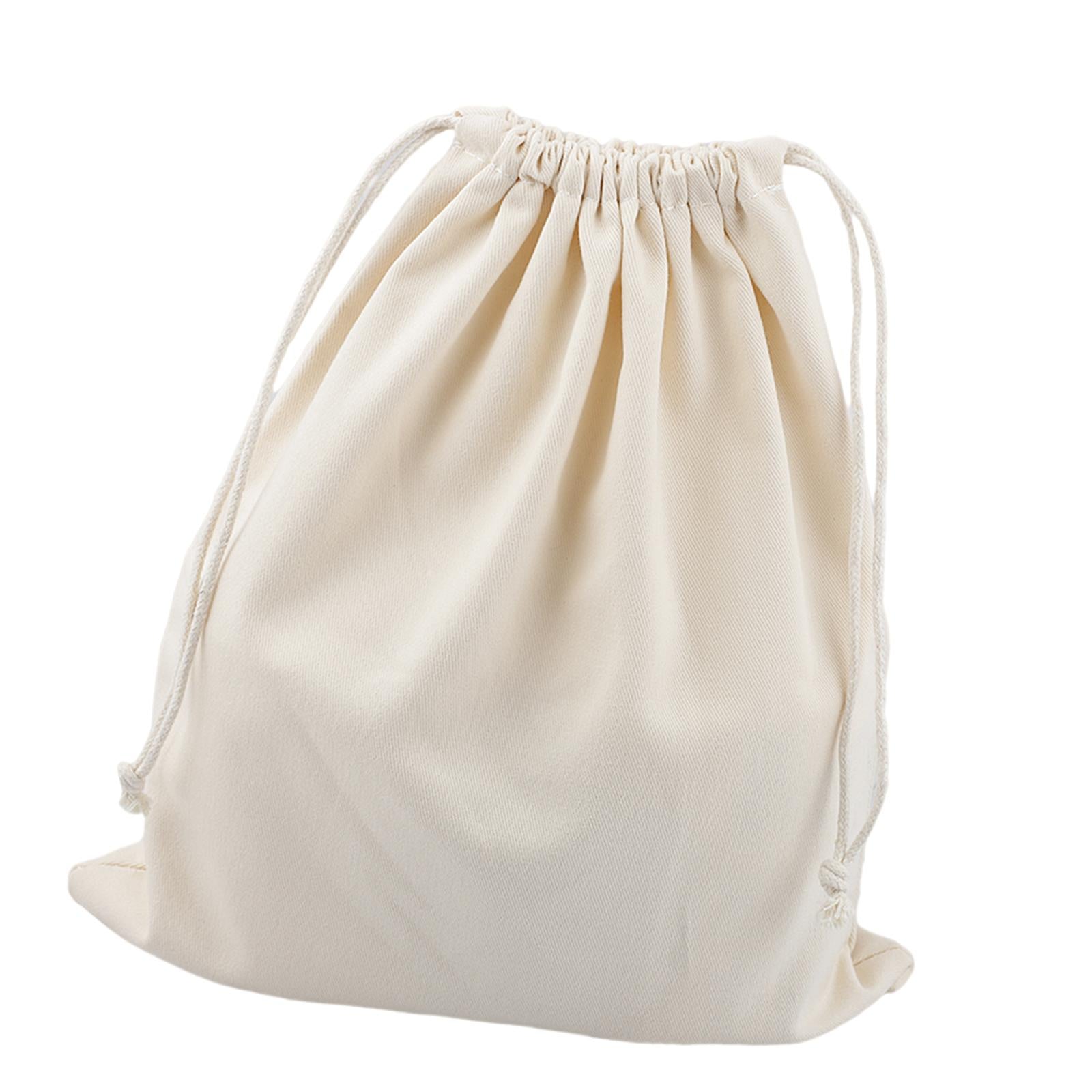 Canvas Drawstring Storage Bag Shoes Laundry Organizer Pouch Portable Beige
