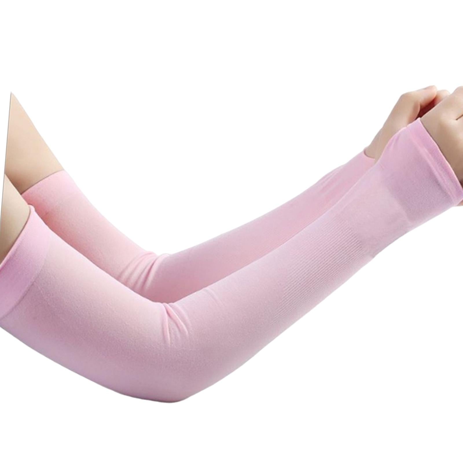UV Protection Arm Sleeves Ice Silk Cooling Sports Sleeve Running Pink