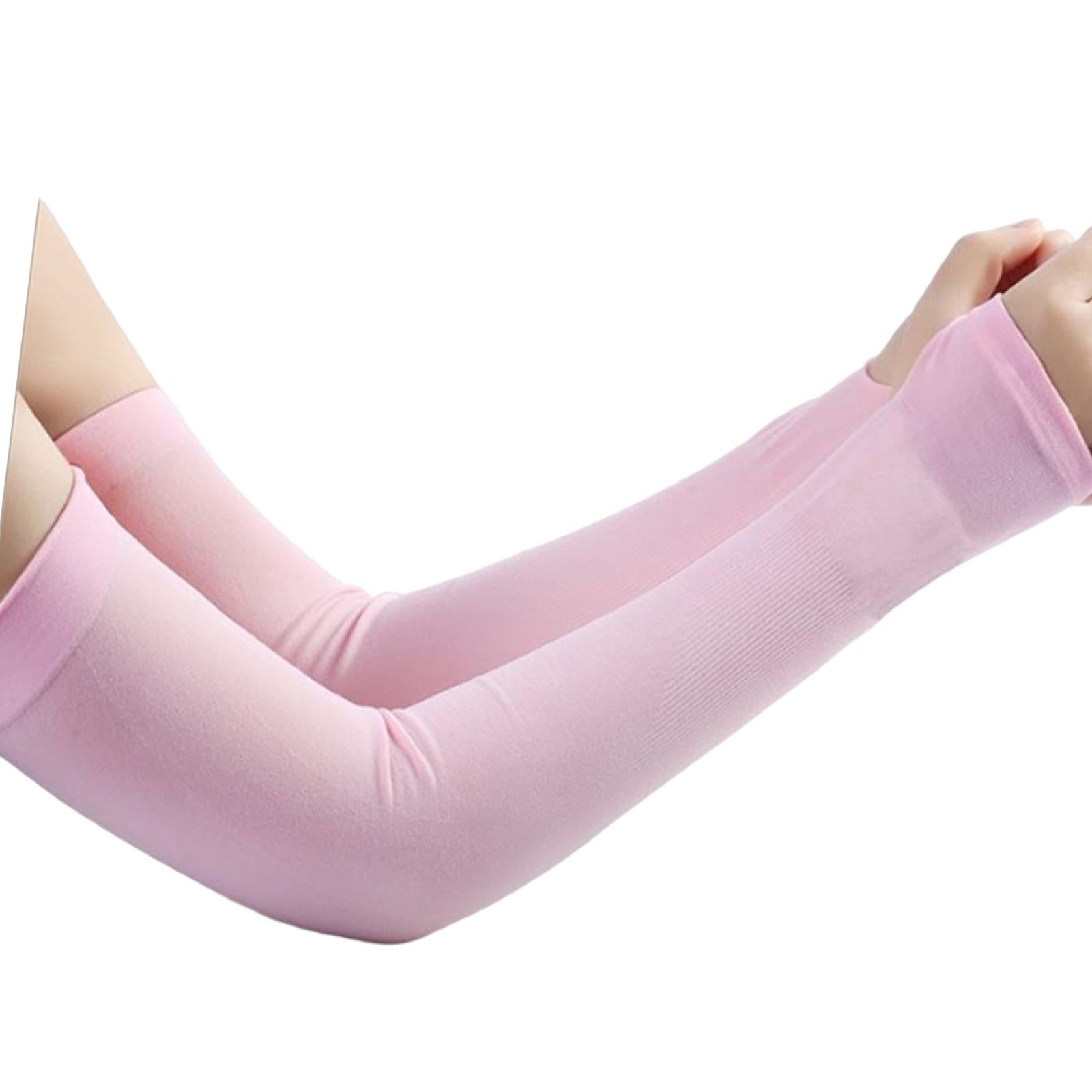 UV Protection Arm Sleeves Ice Silk Cooling Sports Sleeve Running Pink