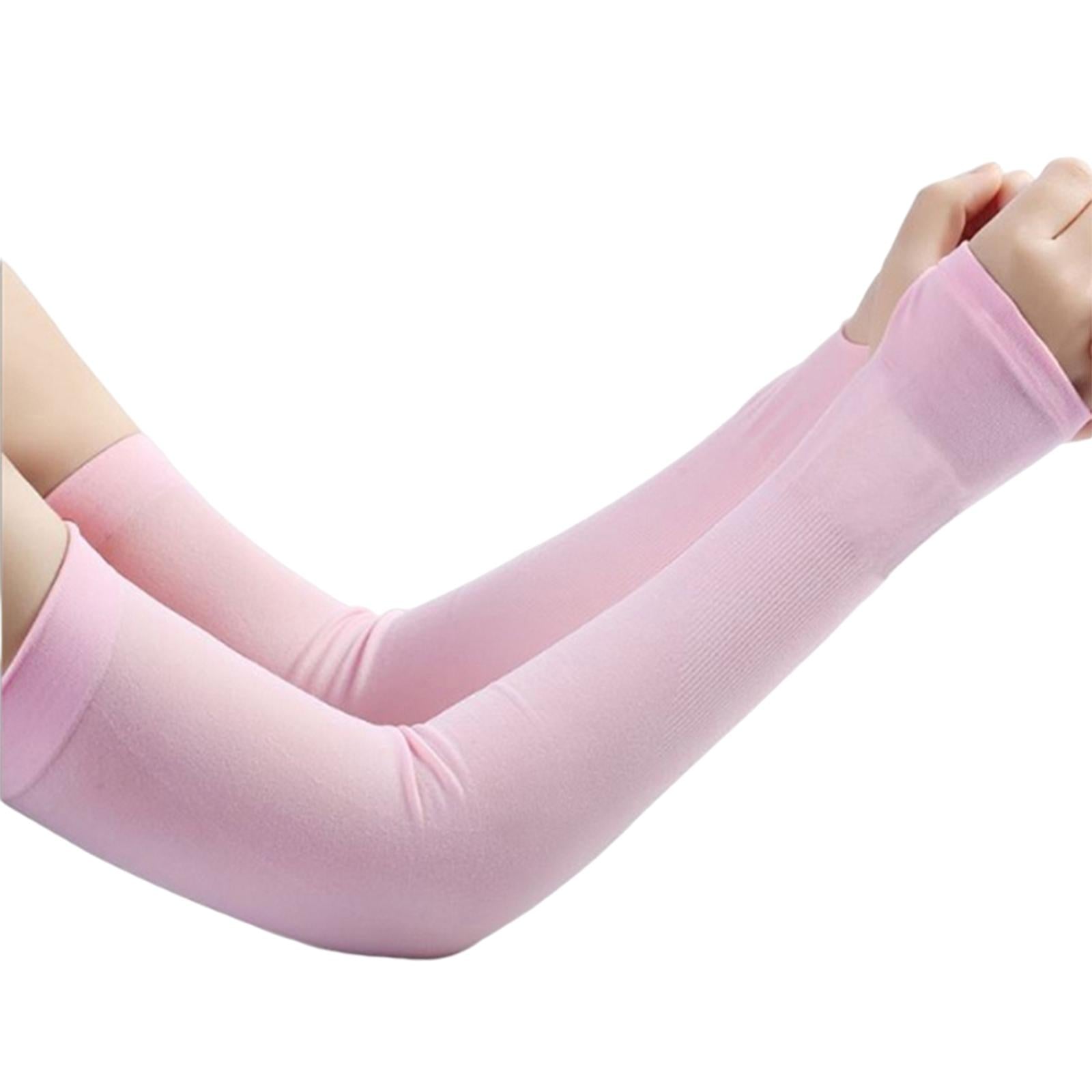 UV Protection Arm Sleeves Ice Silk Cooling Sports Sleeve Running Pink