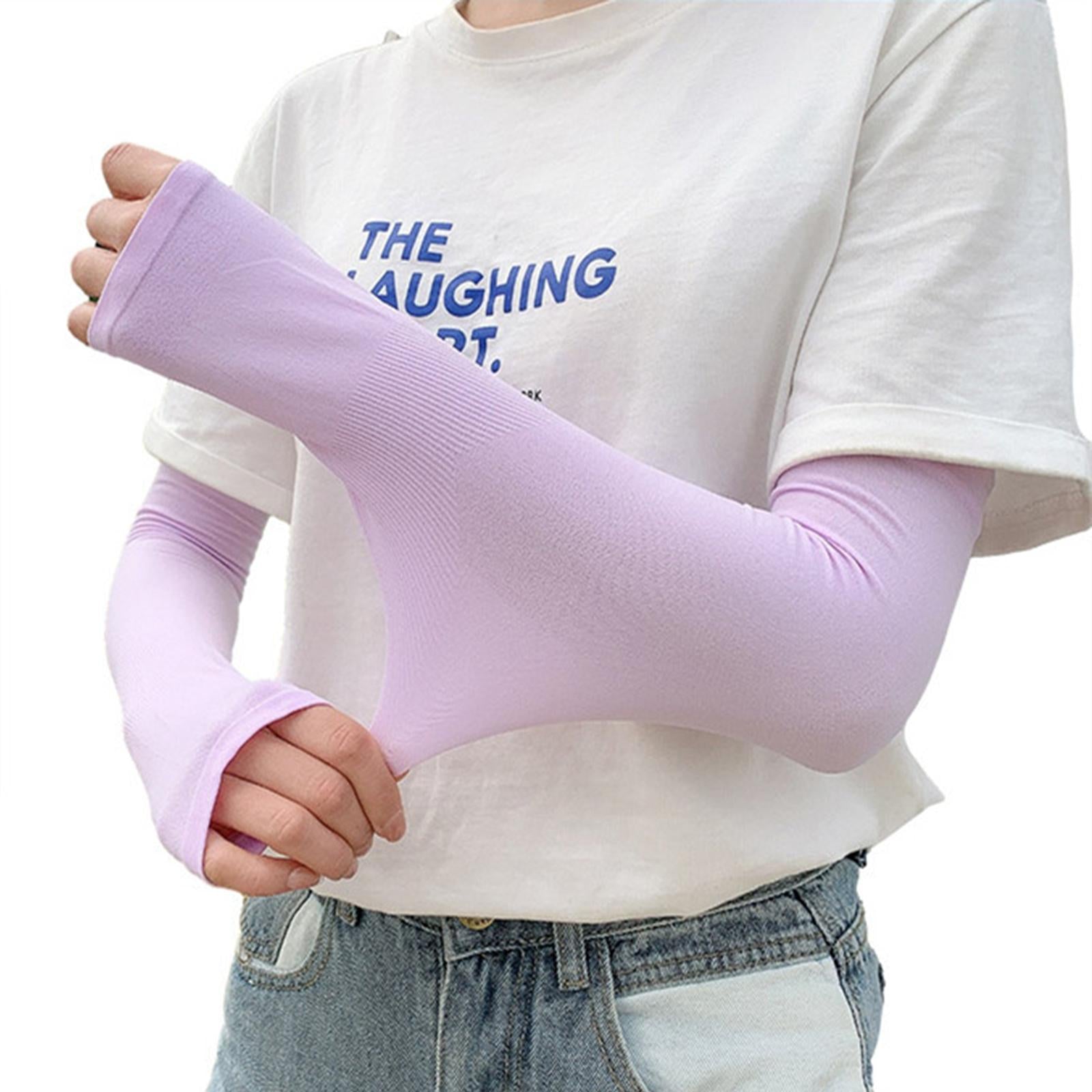 UV Protection Arm Sleeves Ice Silk Cooling Sports Sleeve Running Purple