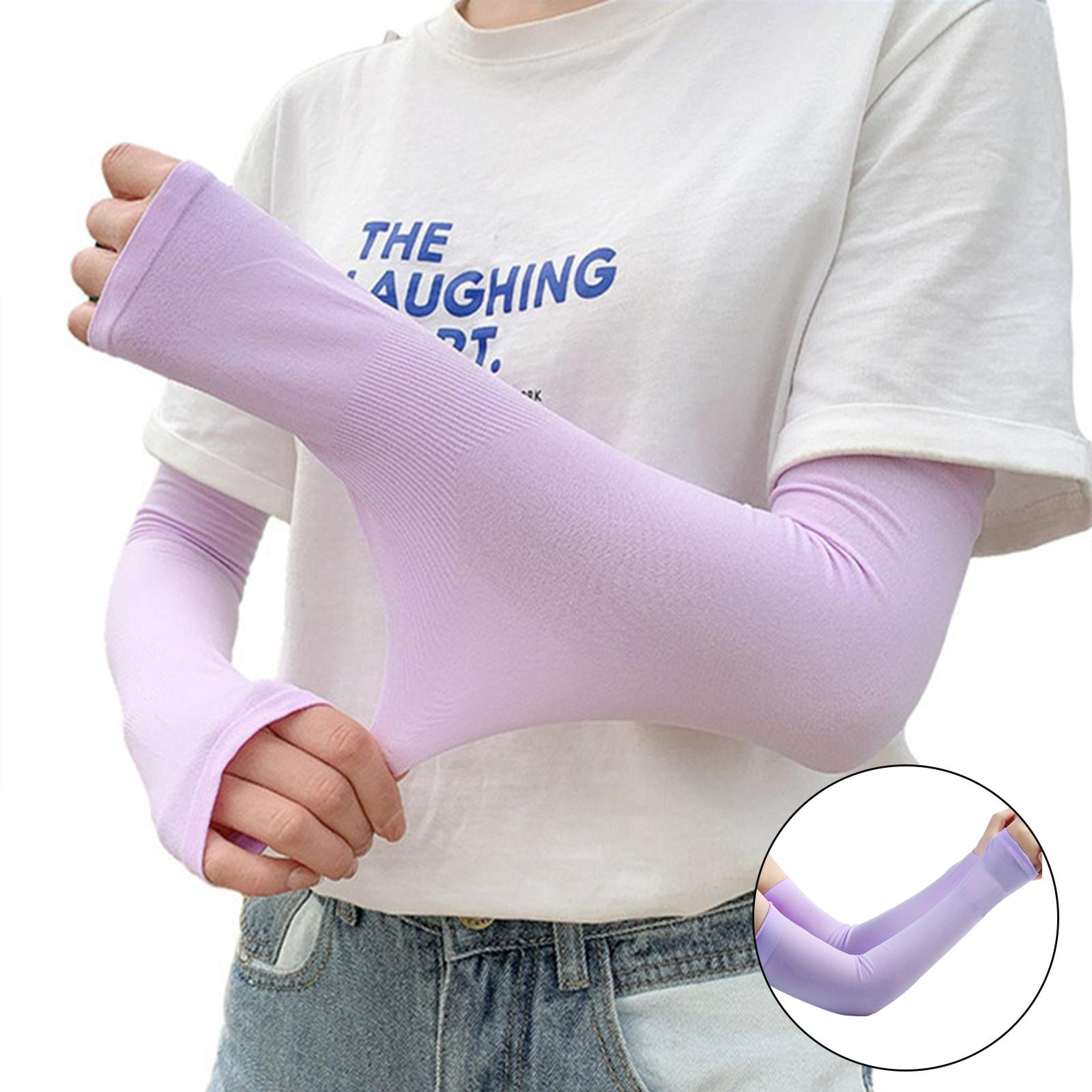 UV Protection Arm Sleeves Ice Silk Cooling Sports Sleeve Running Purple