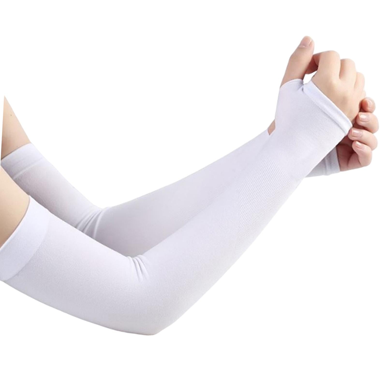 UV Protection Arm Sleeves Ice Silk Cooling Sports Sleeve Running White