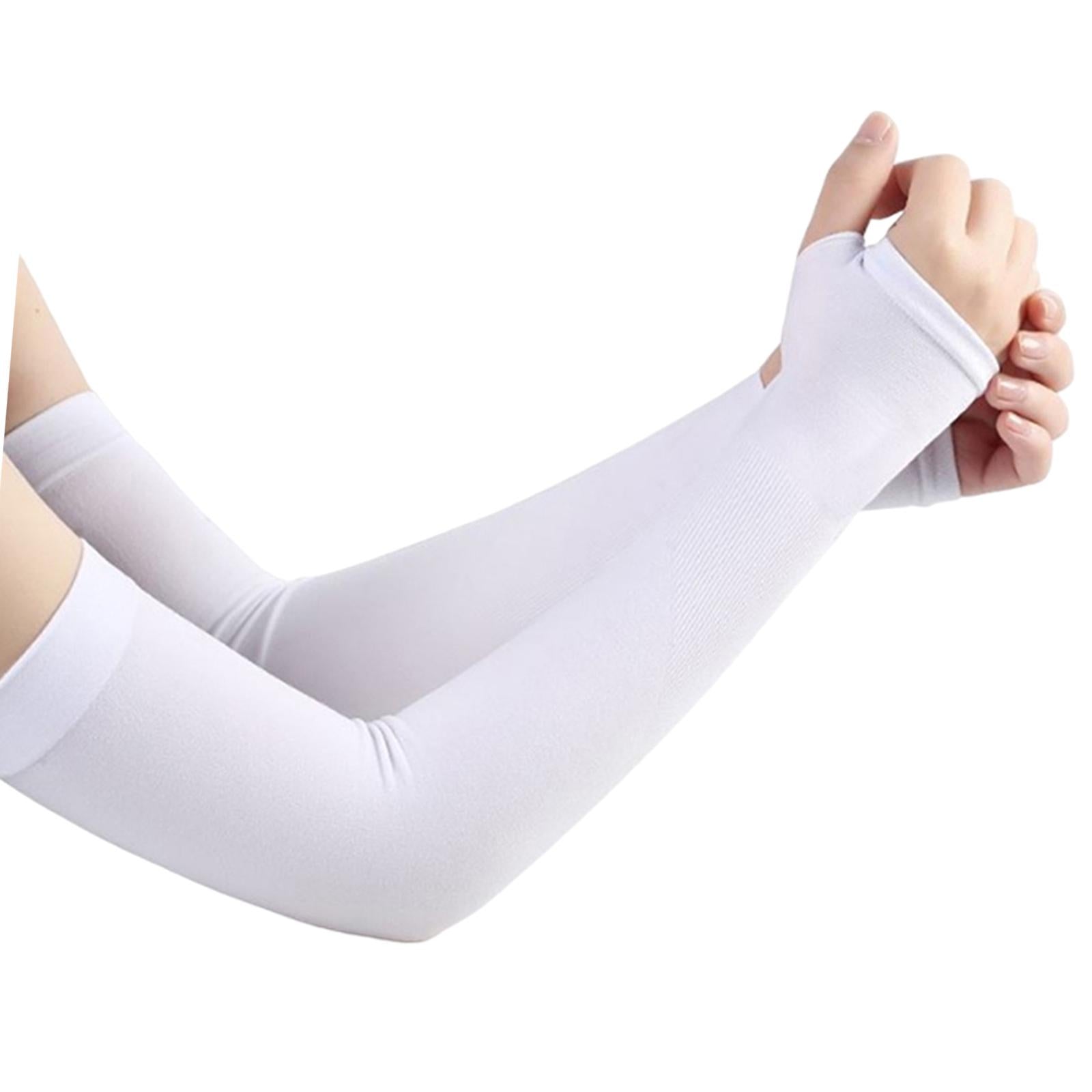 UV Protection Arm Sleeves Ice Silk Cooling Sports Sleeve Running White