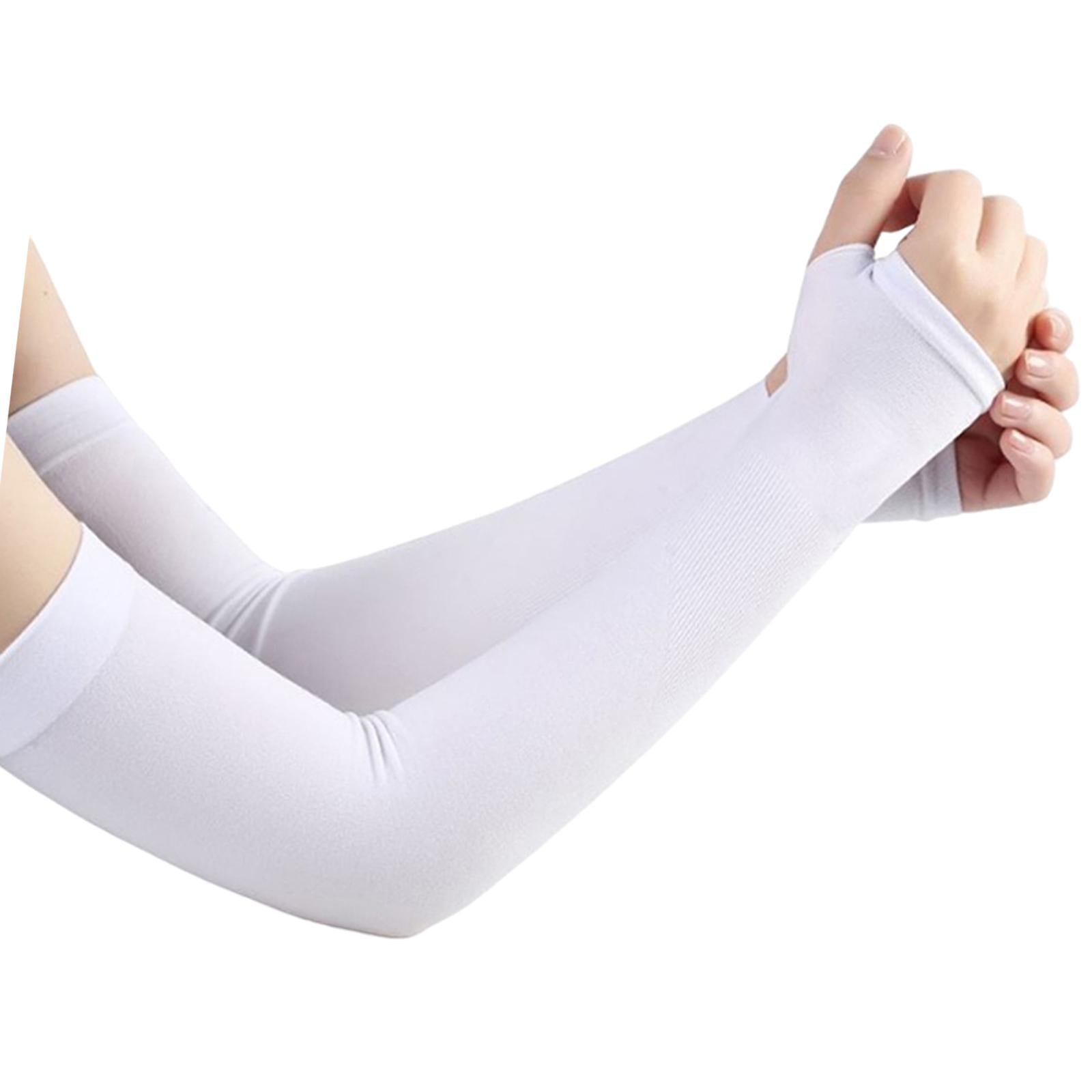 UV Protection Arm Sleeves Ice Silk Cooling Sports Sleeve Running White