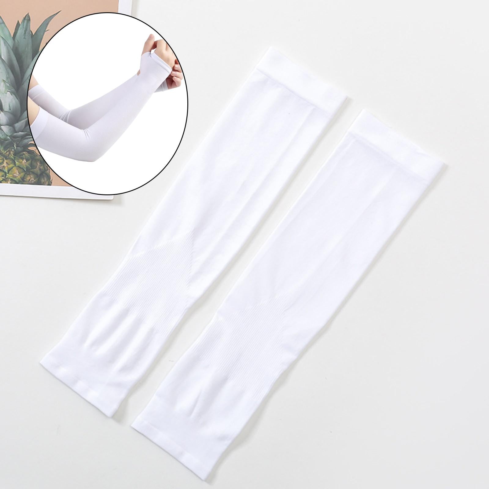 UV Protection Arm Sleeves Ice Silk Cooling Sports Sleeve Running White