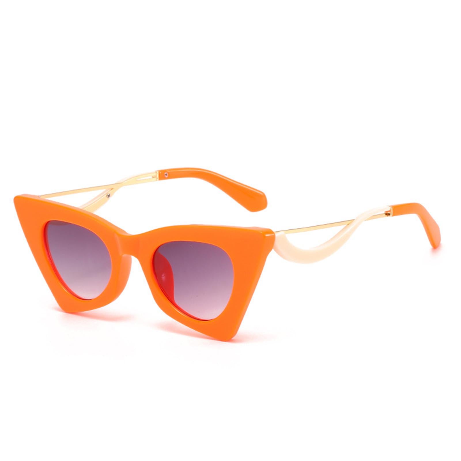 Cat Eye Sunglasses Women Plastic Frame UV Protection Shades Eyewear Orange
