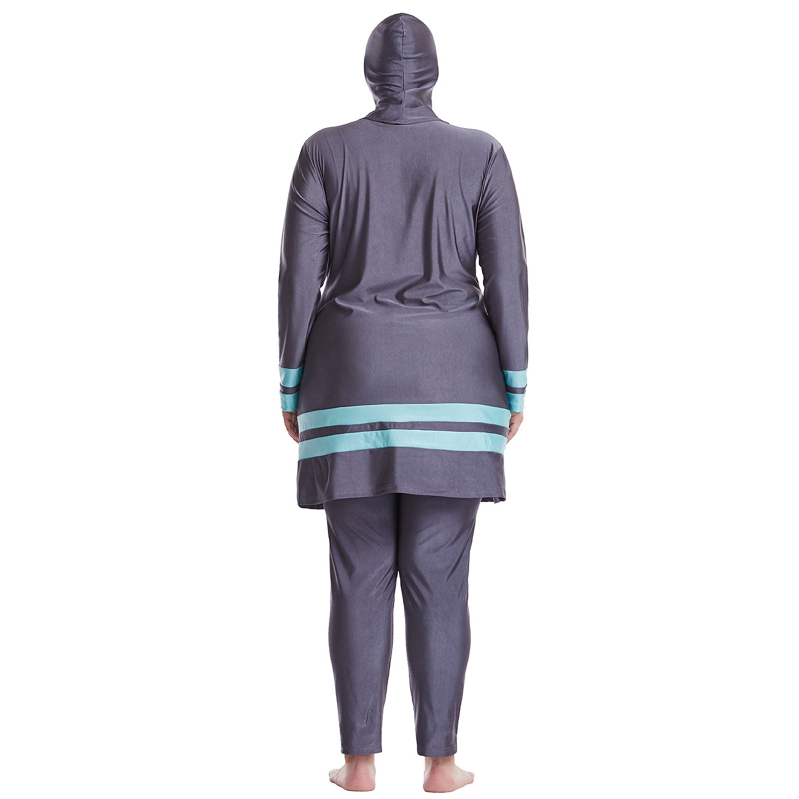 Islamic Modest Swimsuit Beach Muslim Arab Women Swimwear Plus Size Gray XL
