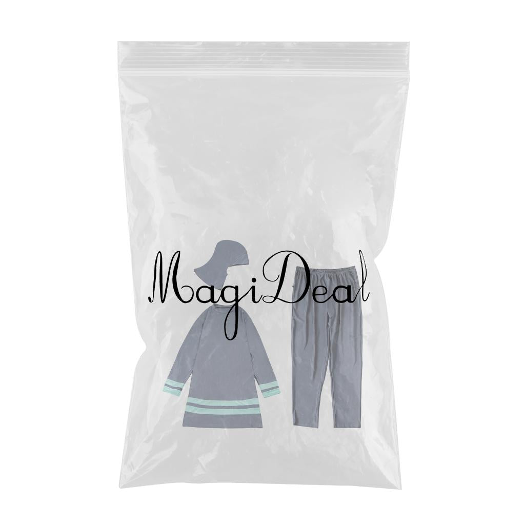 Islamic Modest Swimsuit Beach Muslim Arab Women Swimwear Plus Size Gray XL