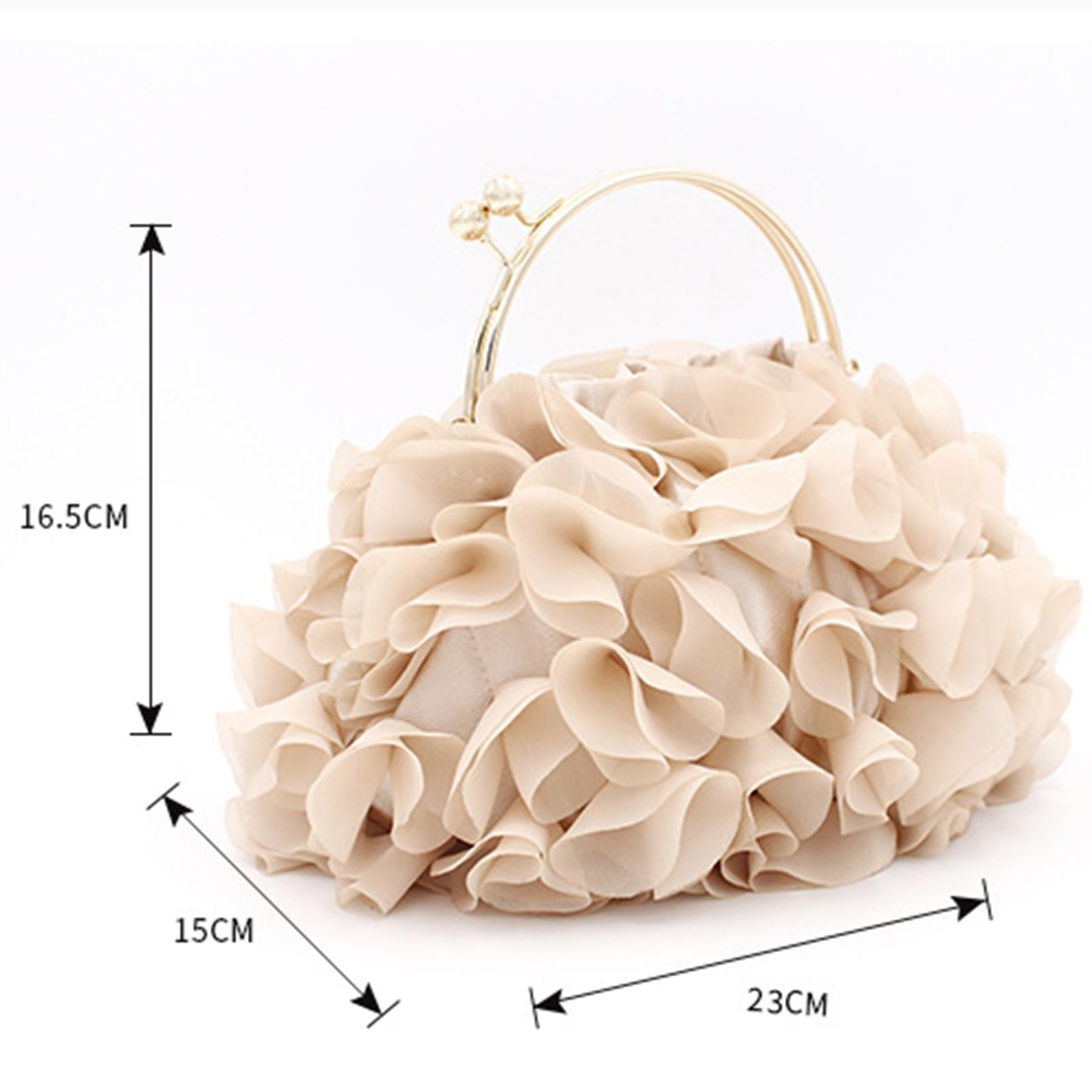 Satin Flower Clutch Dressy Wedding Cocktail Evening Bag Totes Crossbody Bag