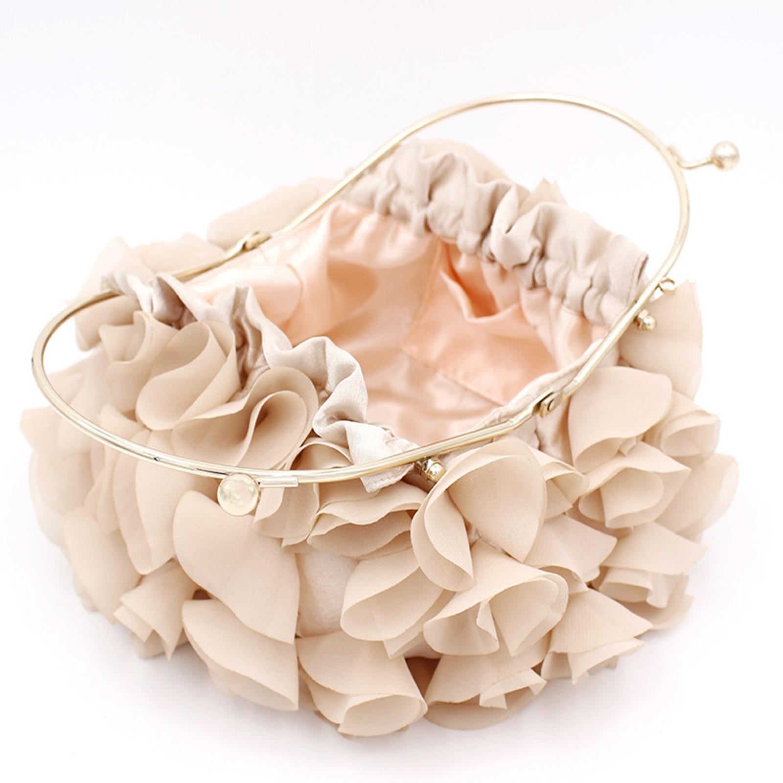 Satin Flower Clutch Dressy Wedding Cocktail Evening Bag Totes Crossbody Bag