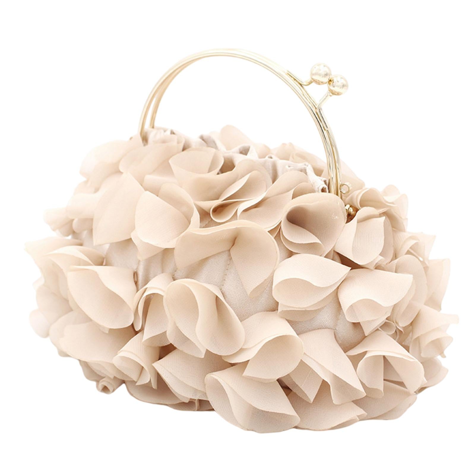 Satin Flower Clutch Dressy Wedding Cocktail Evening Bag Totes Crossbody Bag