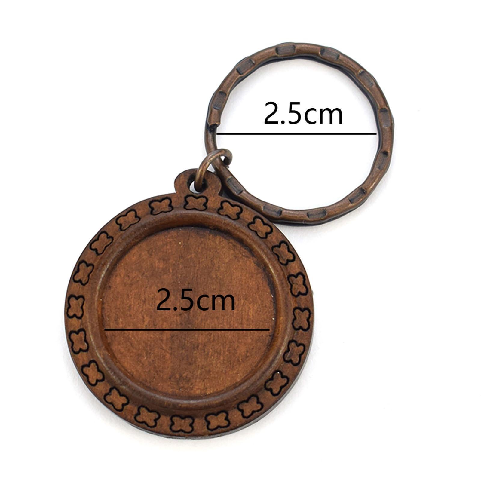 10pcs Wooden Key Chains Keychains Blanks Discs Keyring Crafts Wave Ring