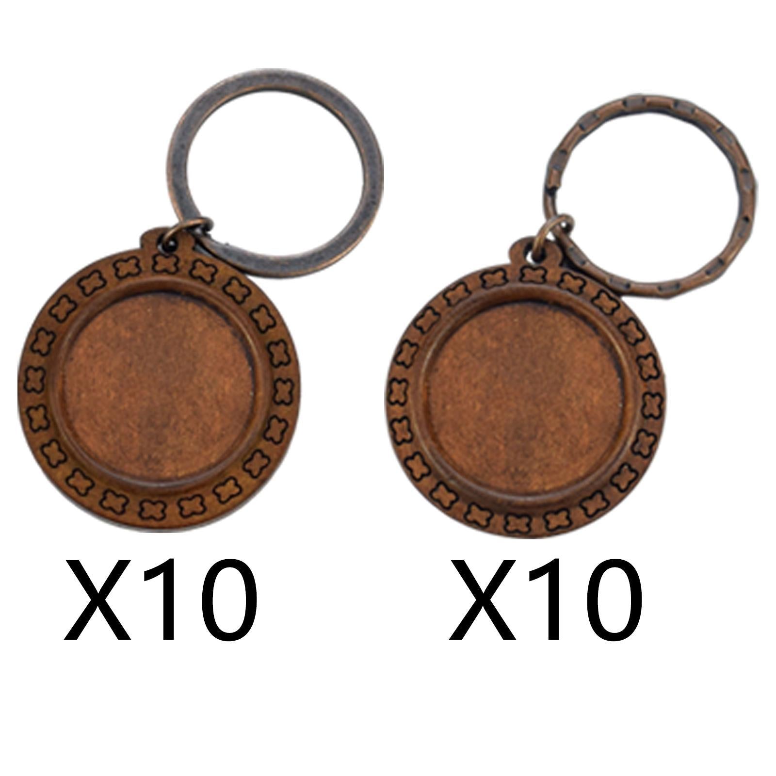 10pcs Wooden Key Chains Keychains Blanks Discs Keyring Crafts Wave Ring