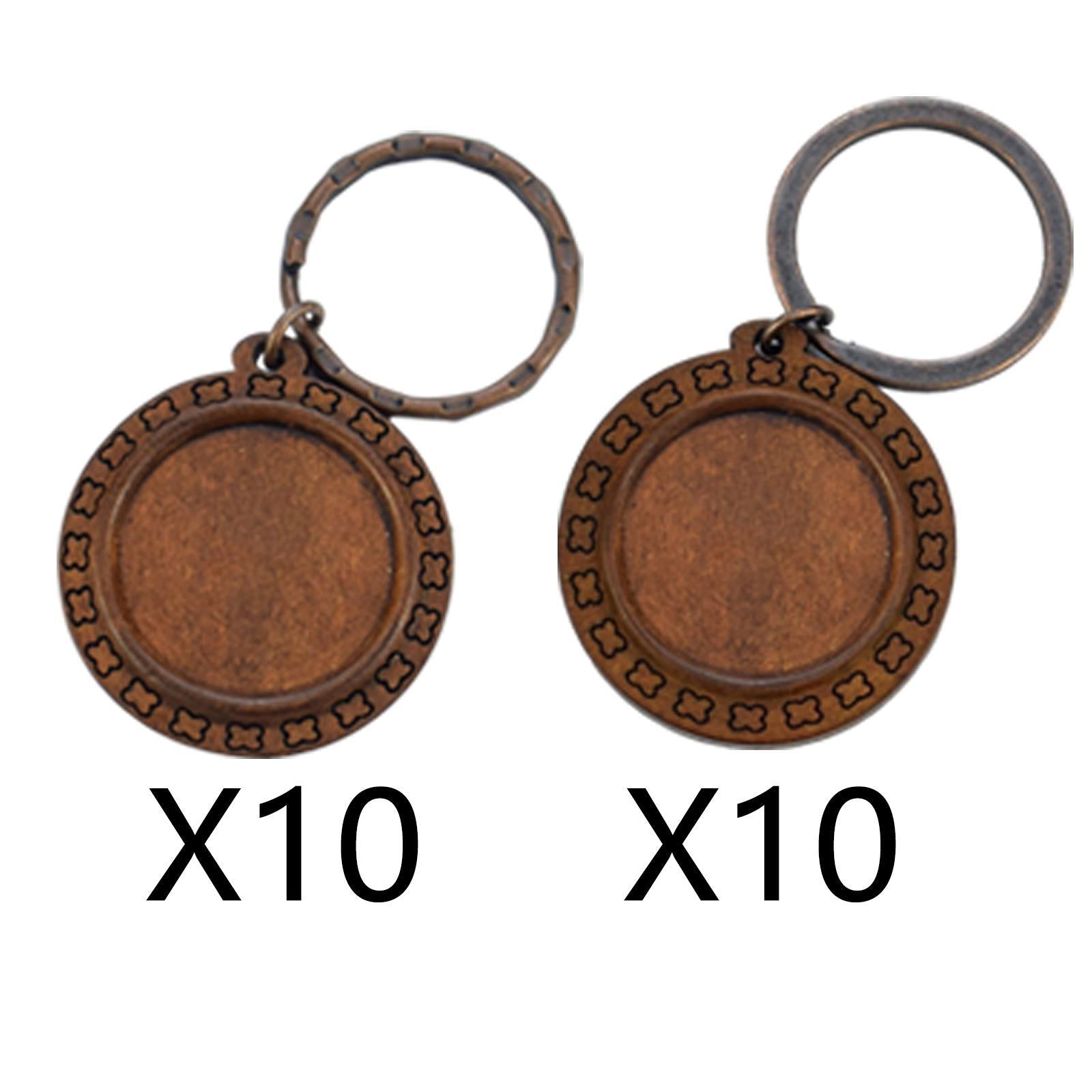 10pcs Wooden Key Chains Keychains Blanks Discs Keyring Crafts Wave Ring