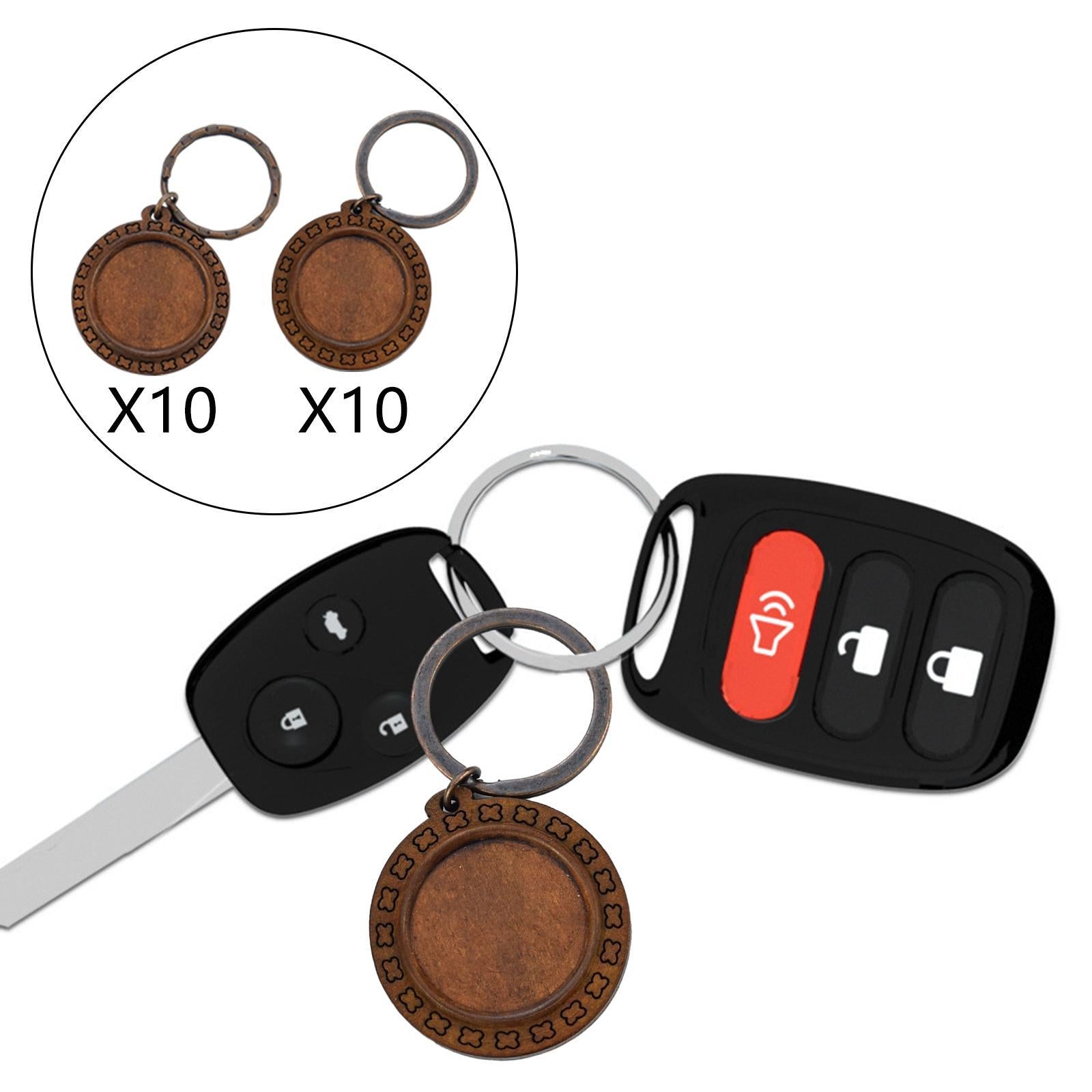 10pcs Wooden Key Chains Keychains Blanks Discs Keyring Crafts Wave Ring