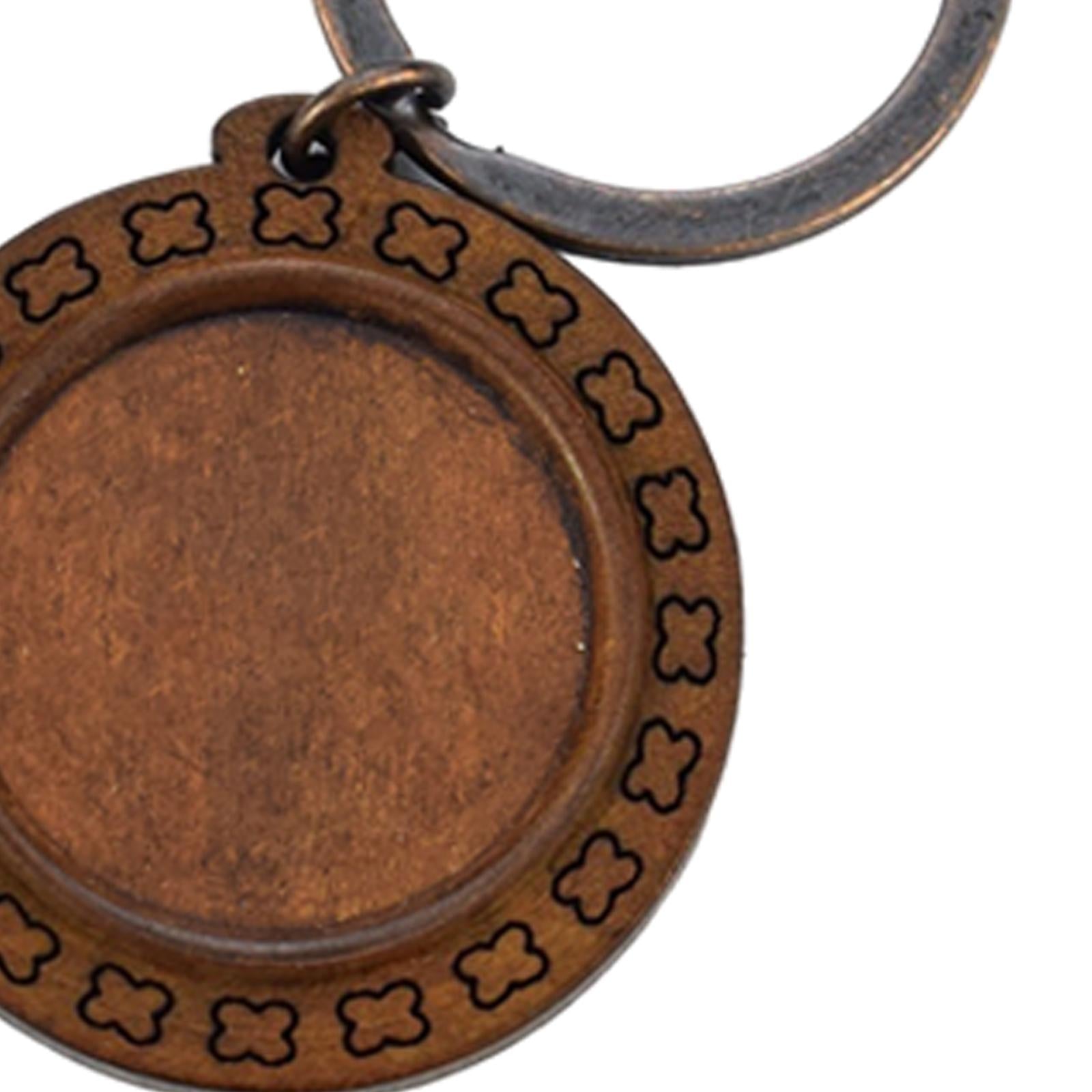 10pcs Wooden Key Chains Keychains Blanks Discs Keyring Crafts Plain Ring