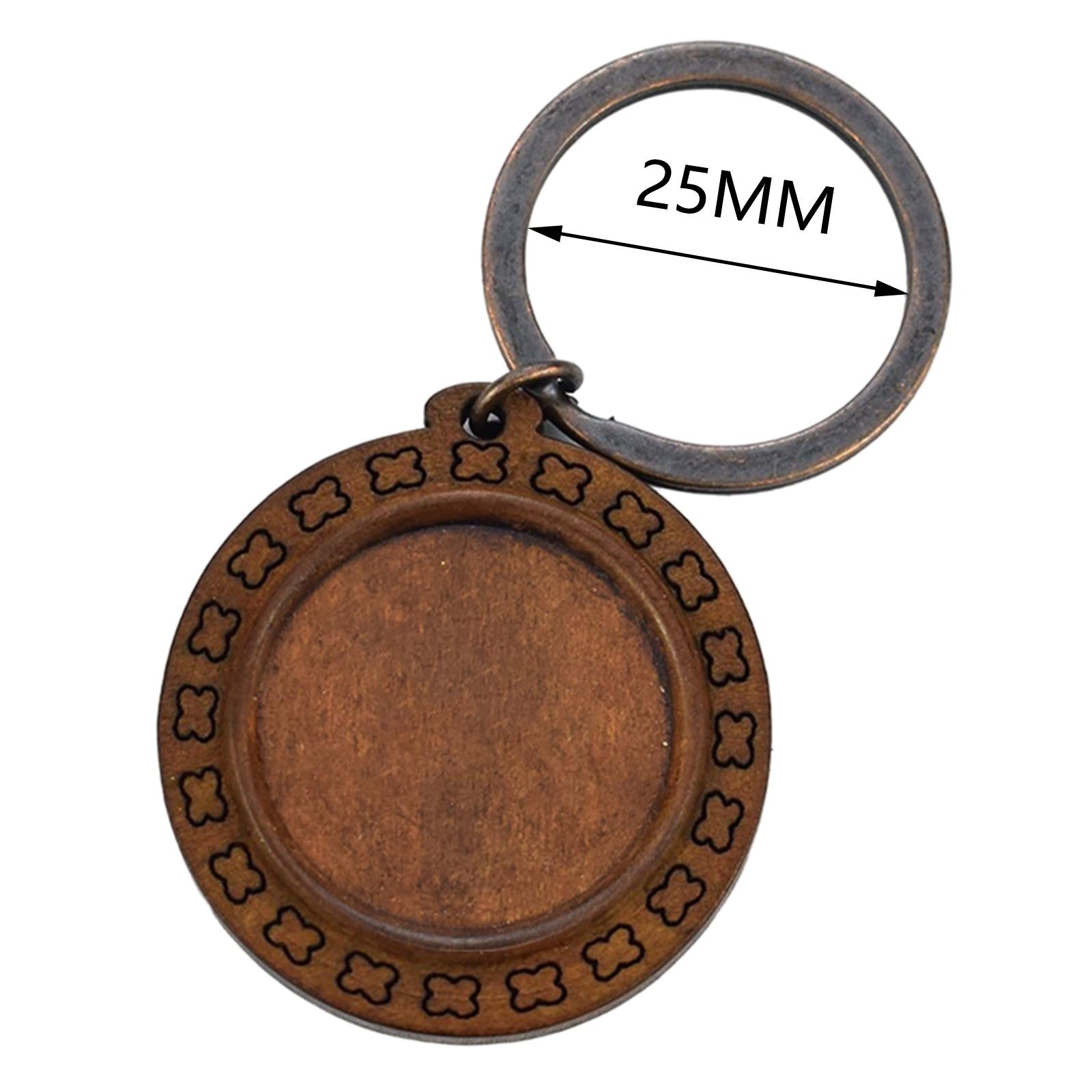 10pcs Wooden Key Chains Keychains Blanks Discs Keyring Crafts Plain Ring
