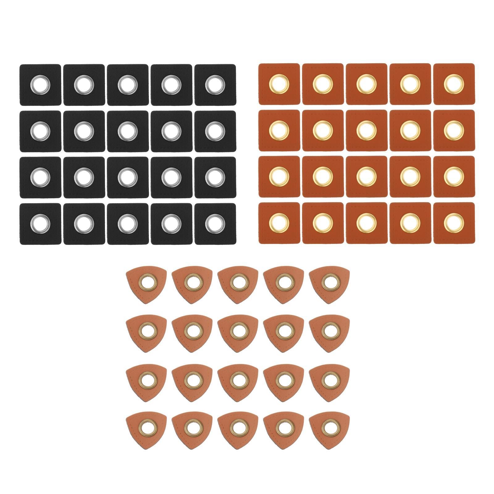 20pcs Badges Patch Labels Eyelets Grommets Sewing Applique Brown Triangle