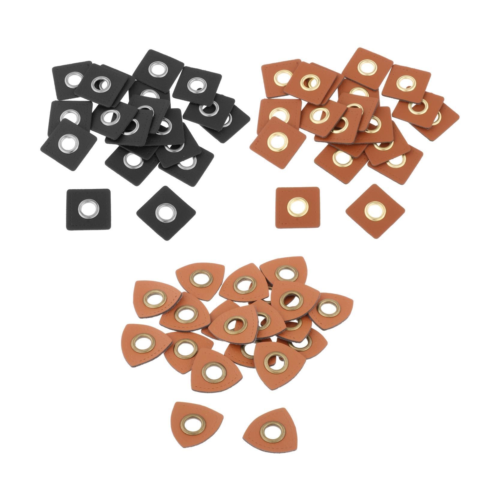 20pcs Badges Patch Labels Eyelets Grommets Sewing Applique Brown Triangle