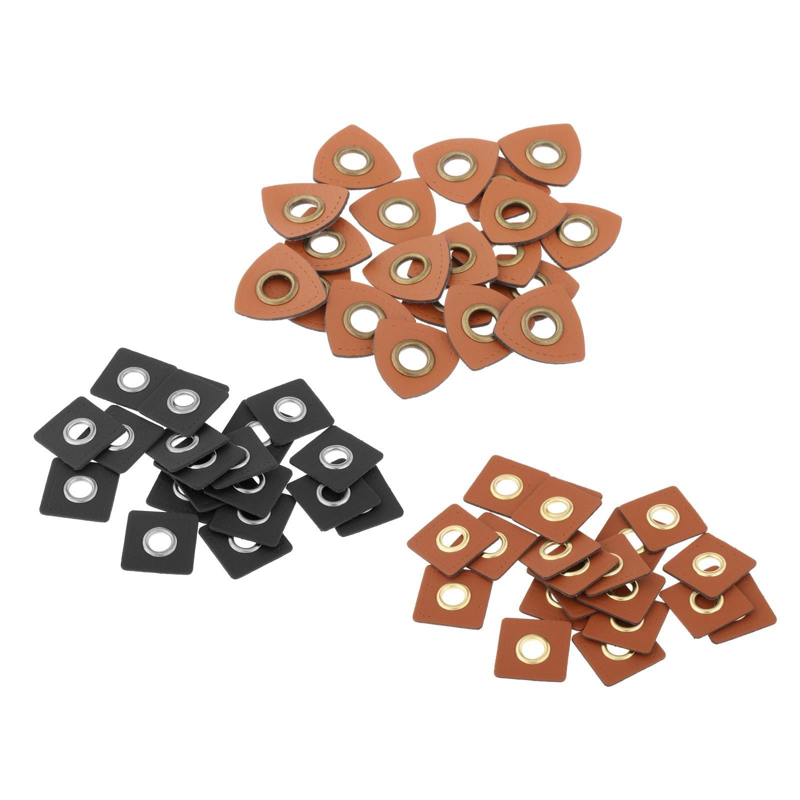 20pcs Badges Patch Labels Eyelets Grommets Sewing Applique Brown Triangle