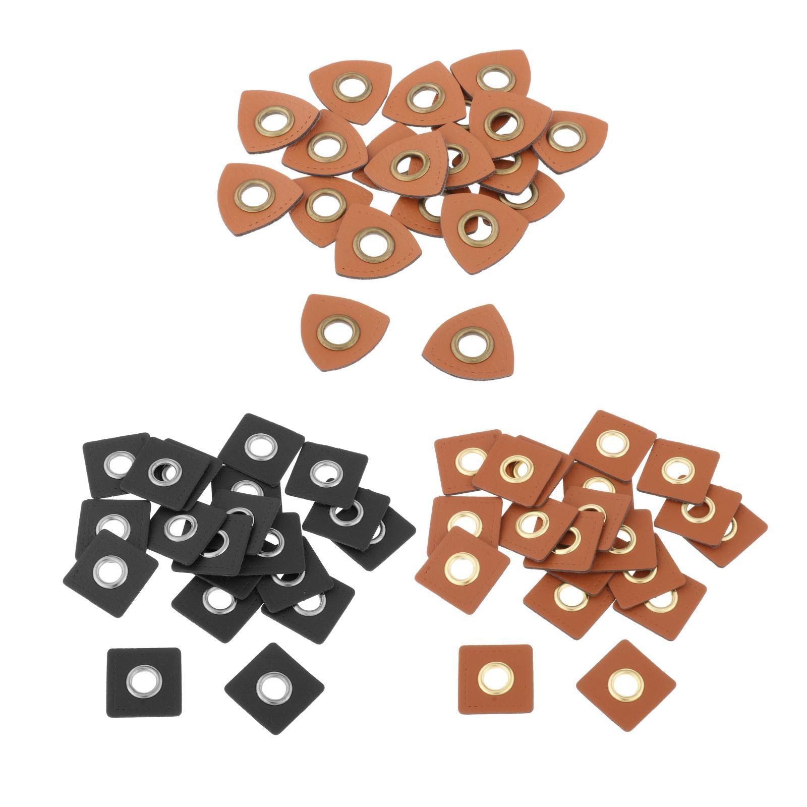 20pcs Badges Patch Labels Eyelets Grommets Sewing Applique Brown Triangle