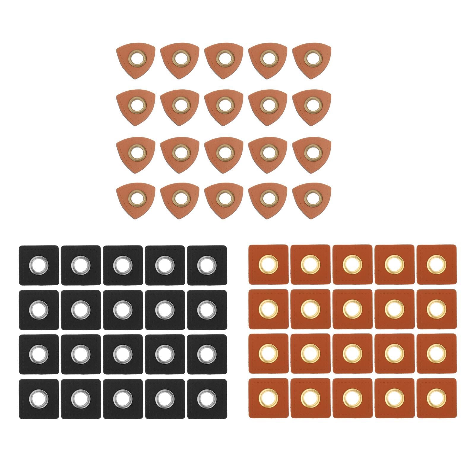 20pcs Badges Patch Labels Eyelets Grommets Sewing Applique Brown Triangle