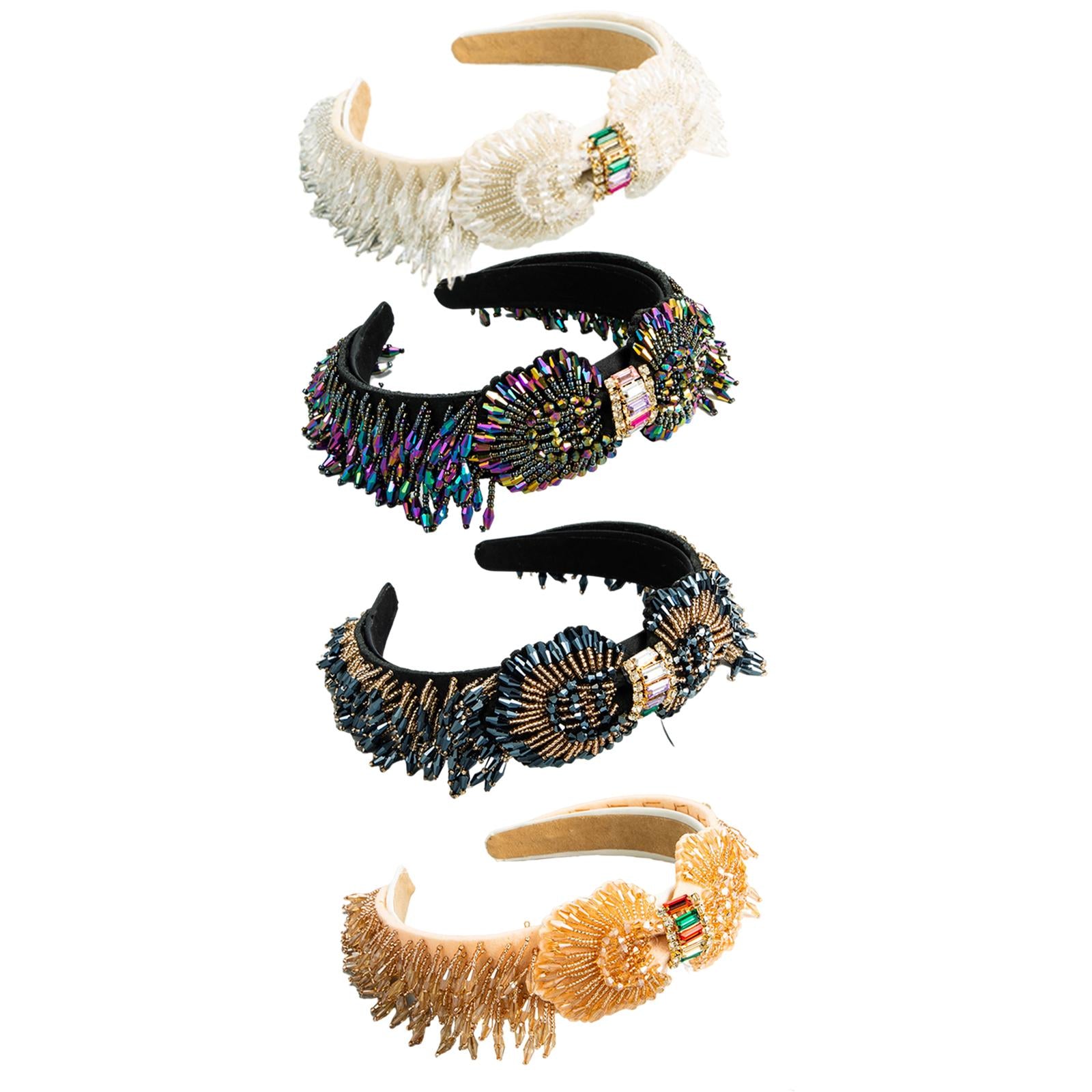 Trendy Baroque Headband Embellished Gem Hair Band Hair Piece Decor White